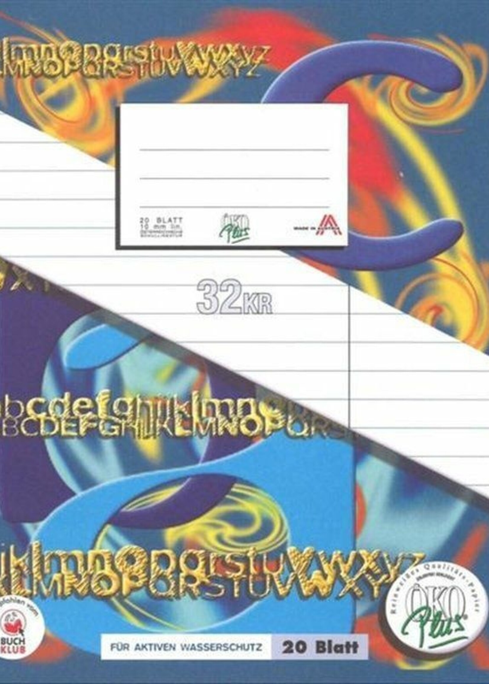 Öko Plus Heft Quart |  20 Blatt | liniert mit Korrekturrand