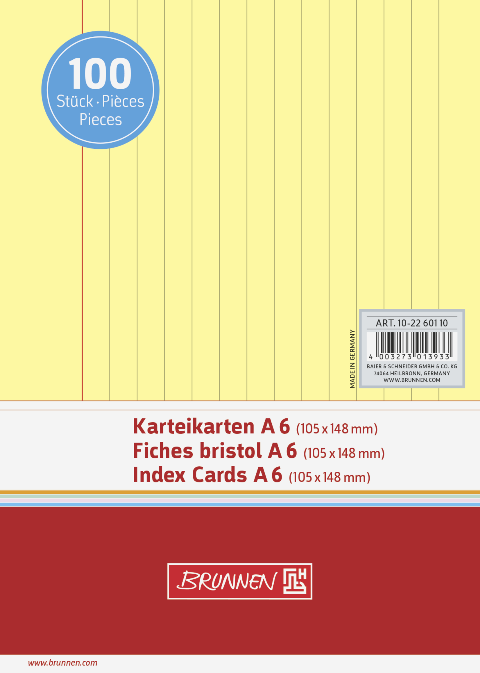 Brunnen Karteikarte A6 lin ge 100St