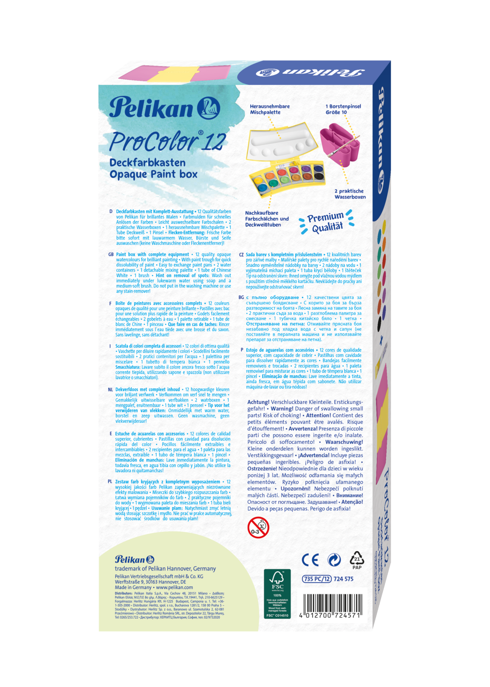 Pelikan Deckfbk.Pro Color 12