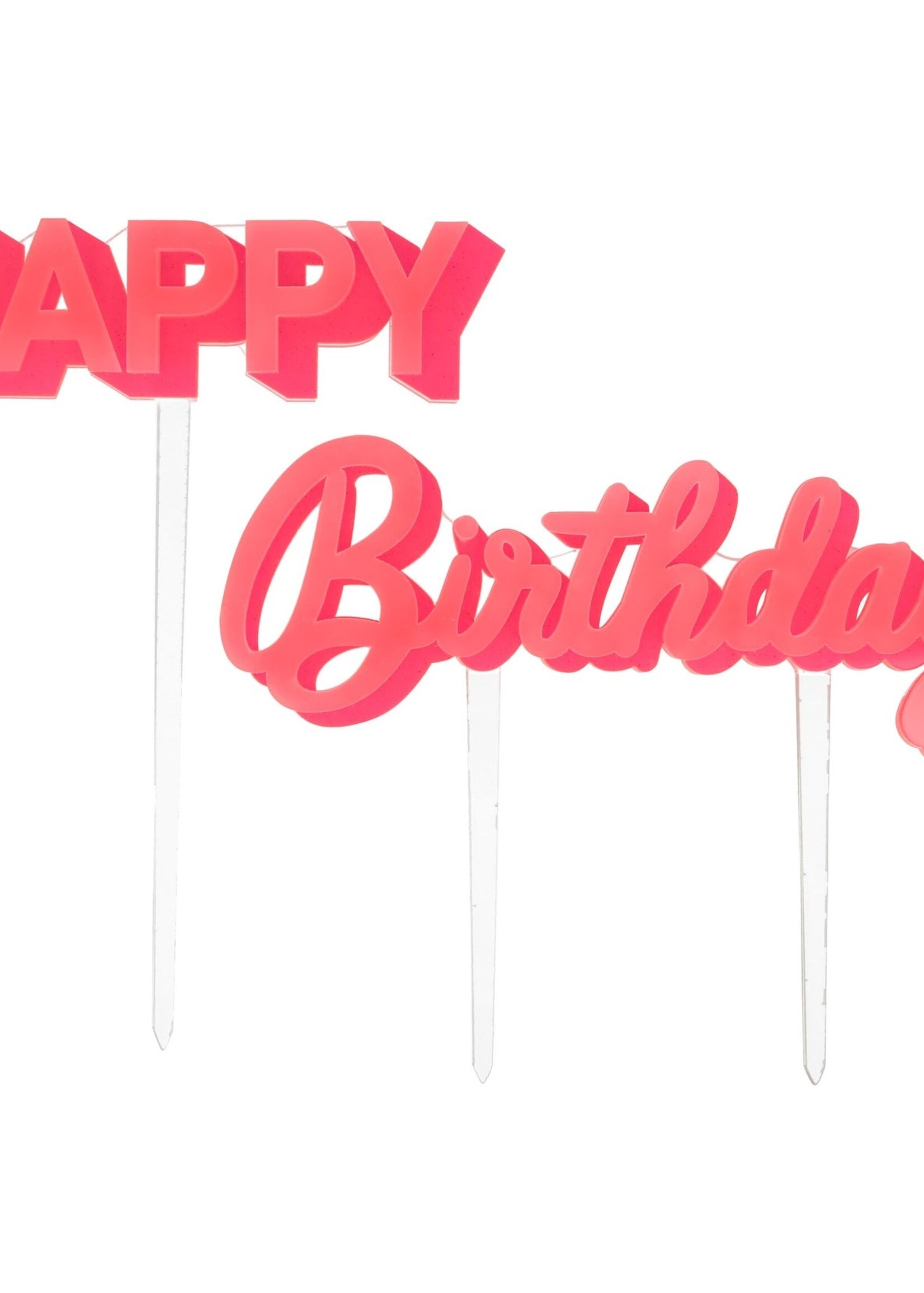 Meri Meri Happy Birthday Pink Acrylic Topper