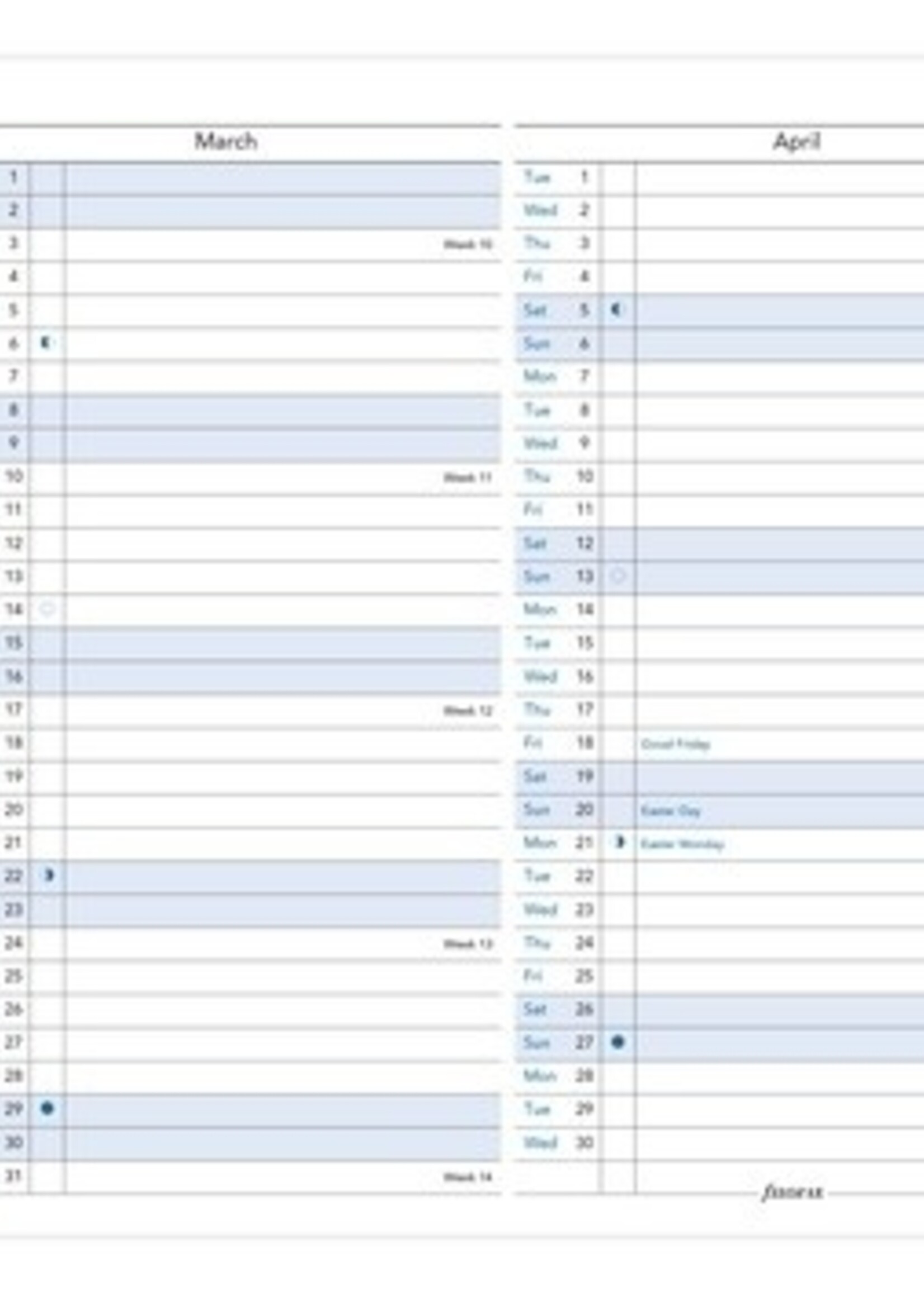 Filofax Personal Kalendereinlage 2025 Jahresplan Leporello Weiß englisch