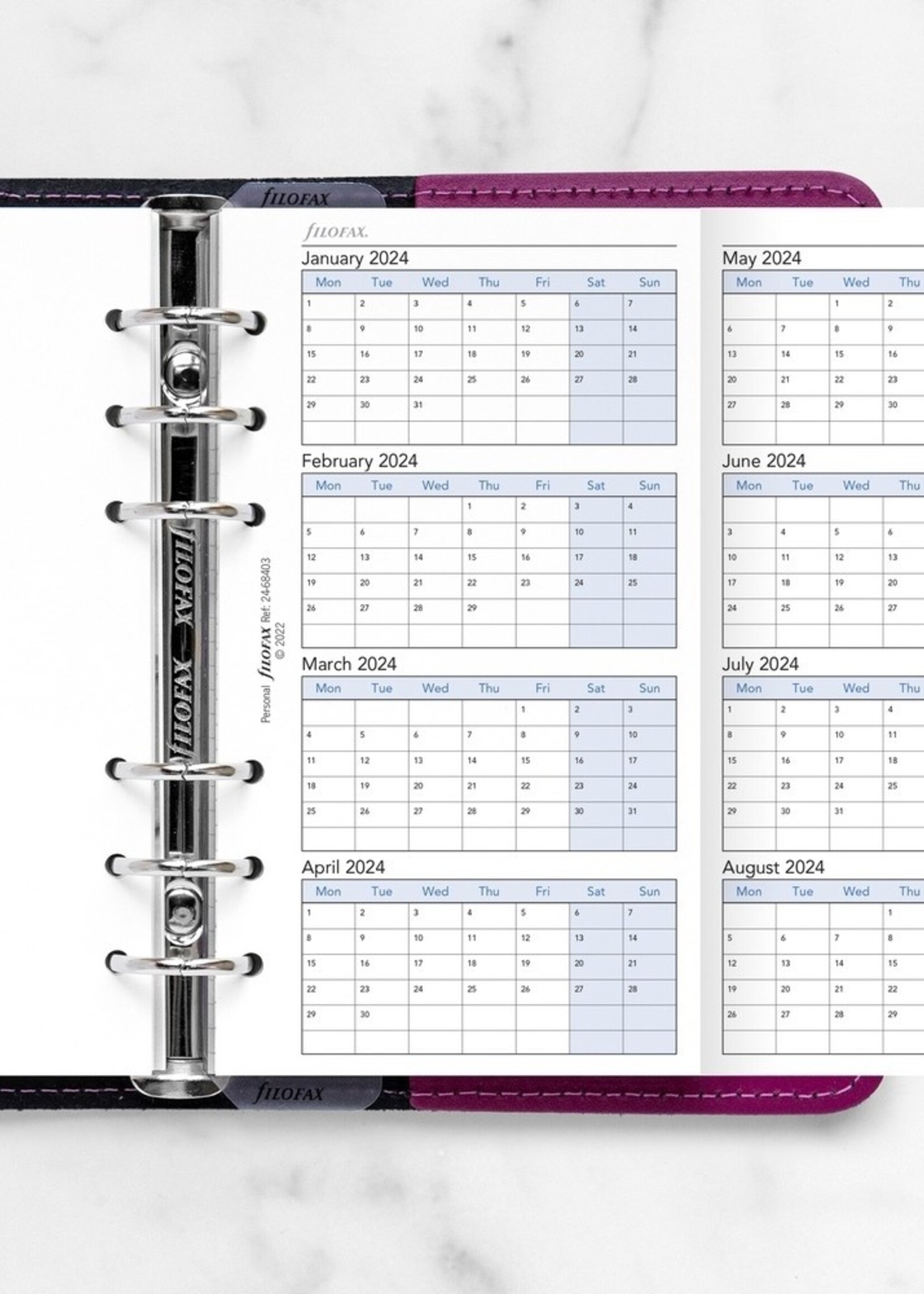 Filofax Personal Kalendereinlage 2024-2027 4-Jahresplaner Leporello Weiß englisch