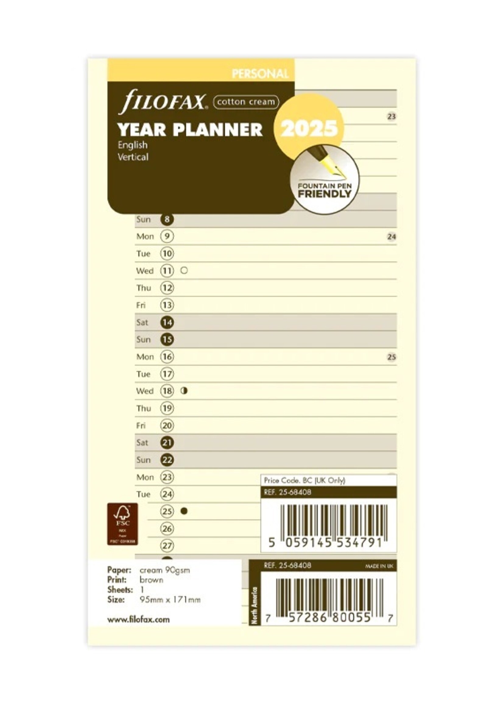 Filofax PER Jahrespl.cotton cr.(E)2025