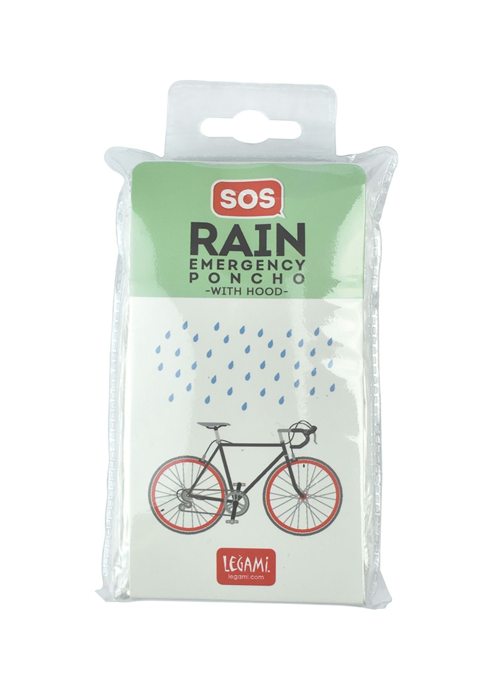 LEGAMI Einweg-Regenponcho mit Kapuze - Sos Rain - Transparent