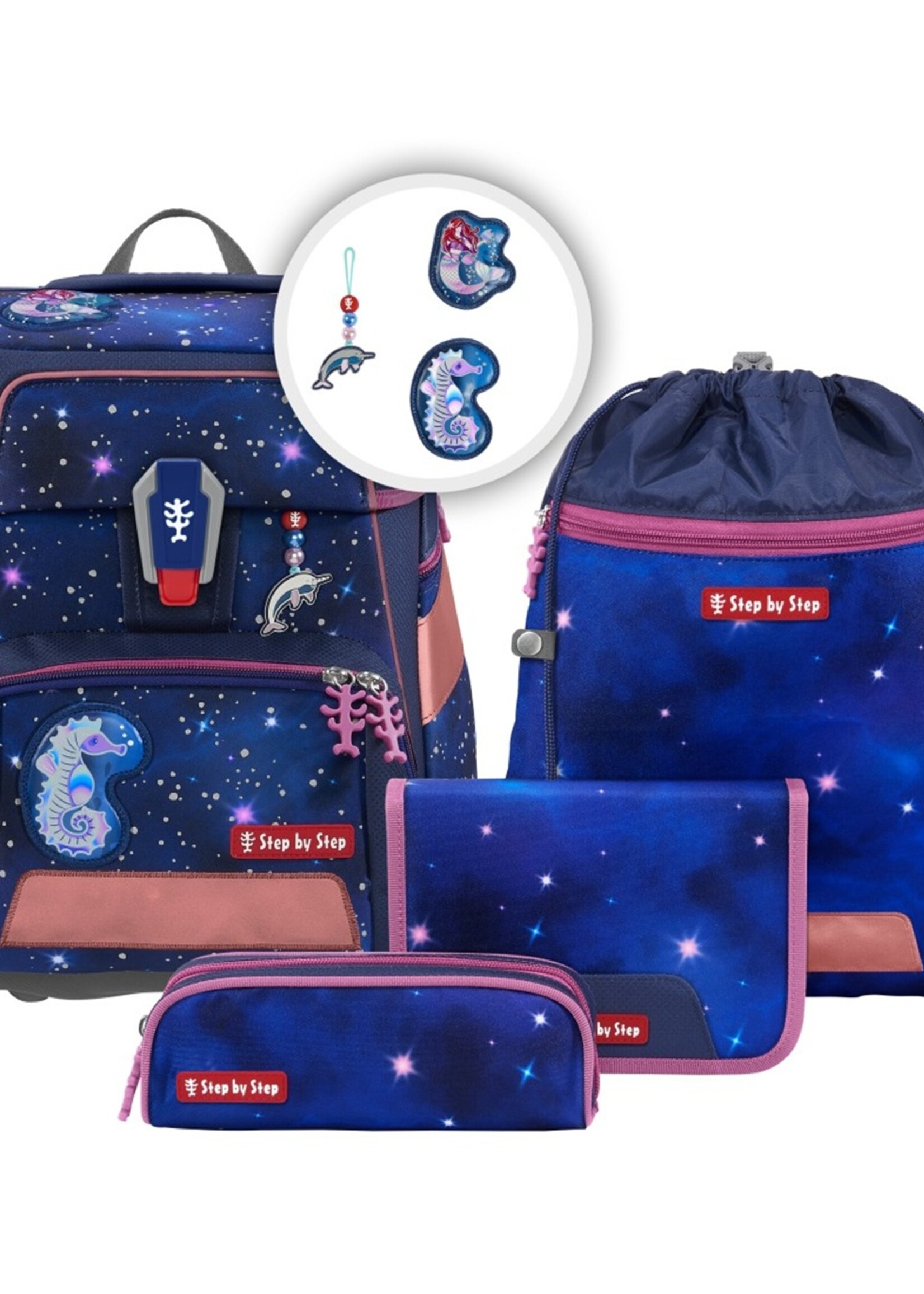 Step by Step SPACE REFLECT Schultaschen-Set Star Seahorse Zoe