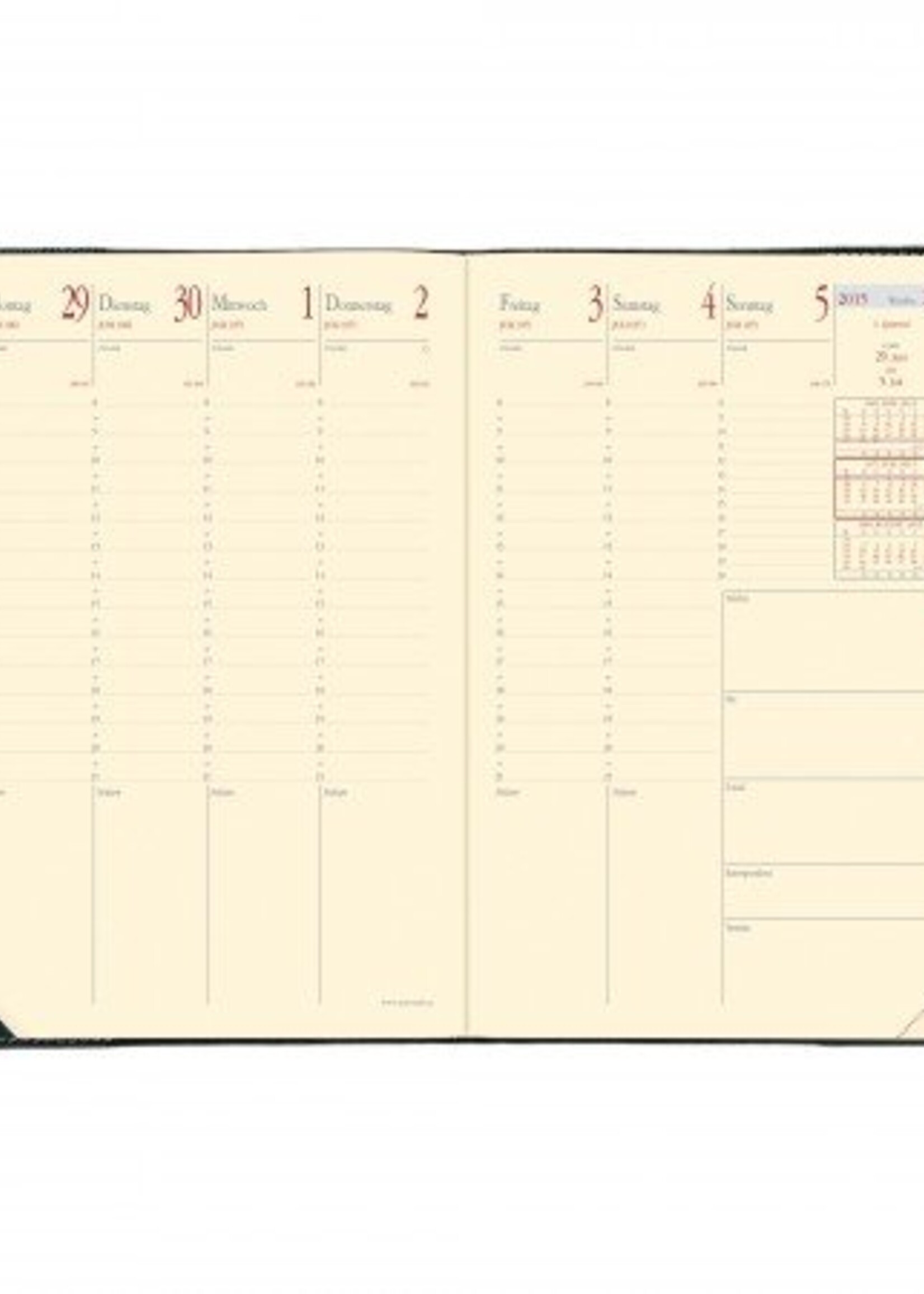Quo Vadis MINISTER PRESTIGE MONTEBELLO Lederkalender schwarz A5 1W/2S