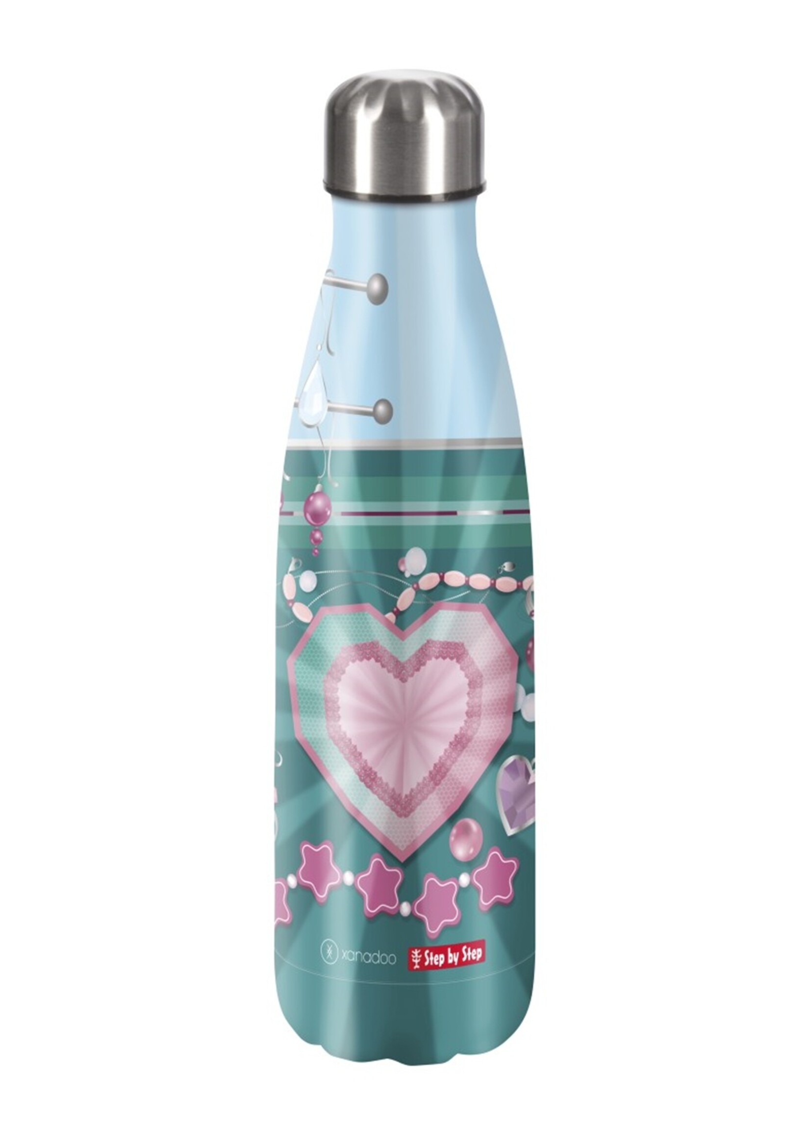 Step by Step Edelstahl-Trinkflasche Glitter Heart Hazle