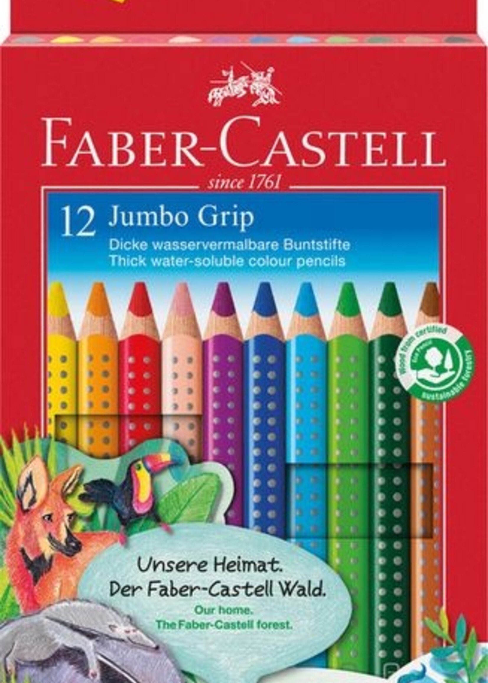 Faber-Castell Jumbo Grip 12 Farbstifte+Spitz