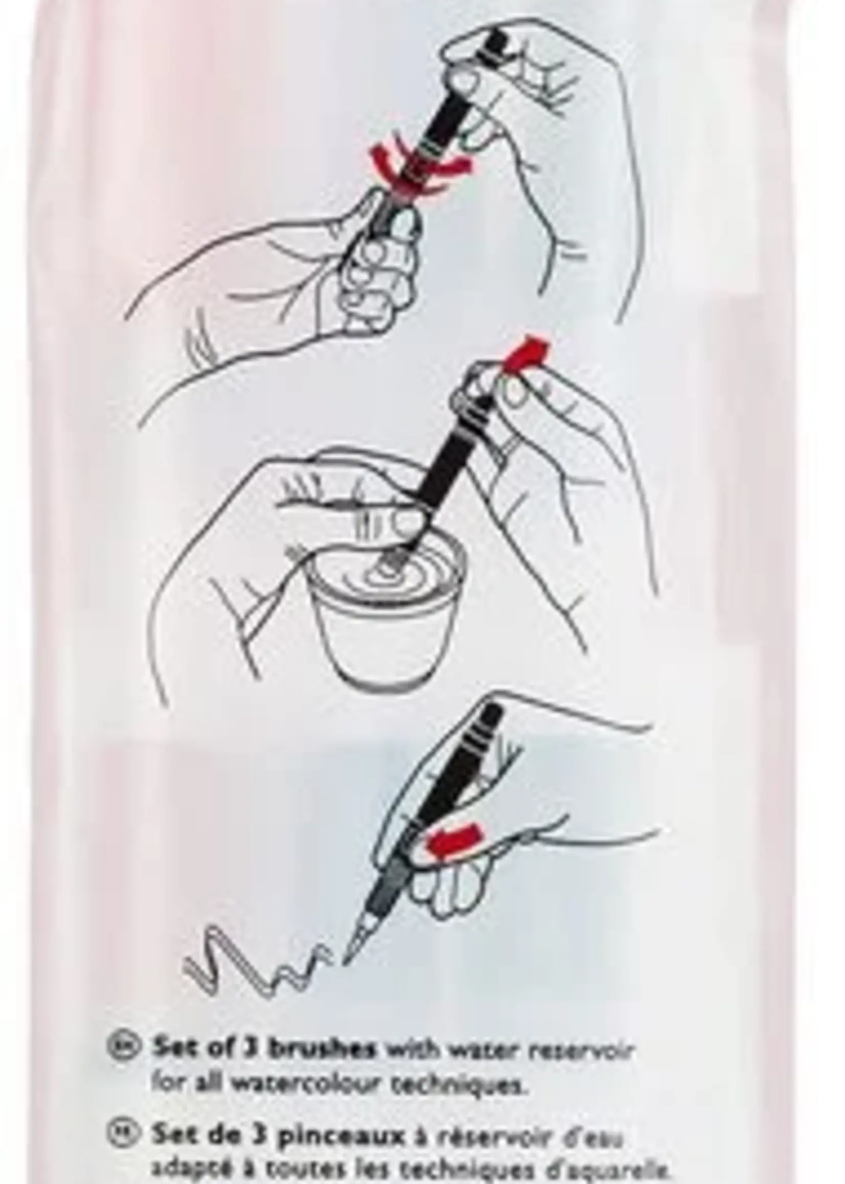 Caran d'Ache 3er Set Pinsel mit Wasser-Rese