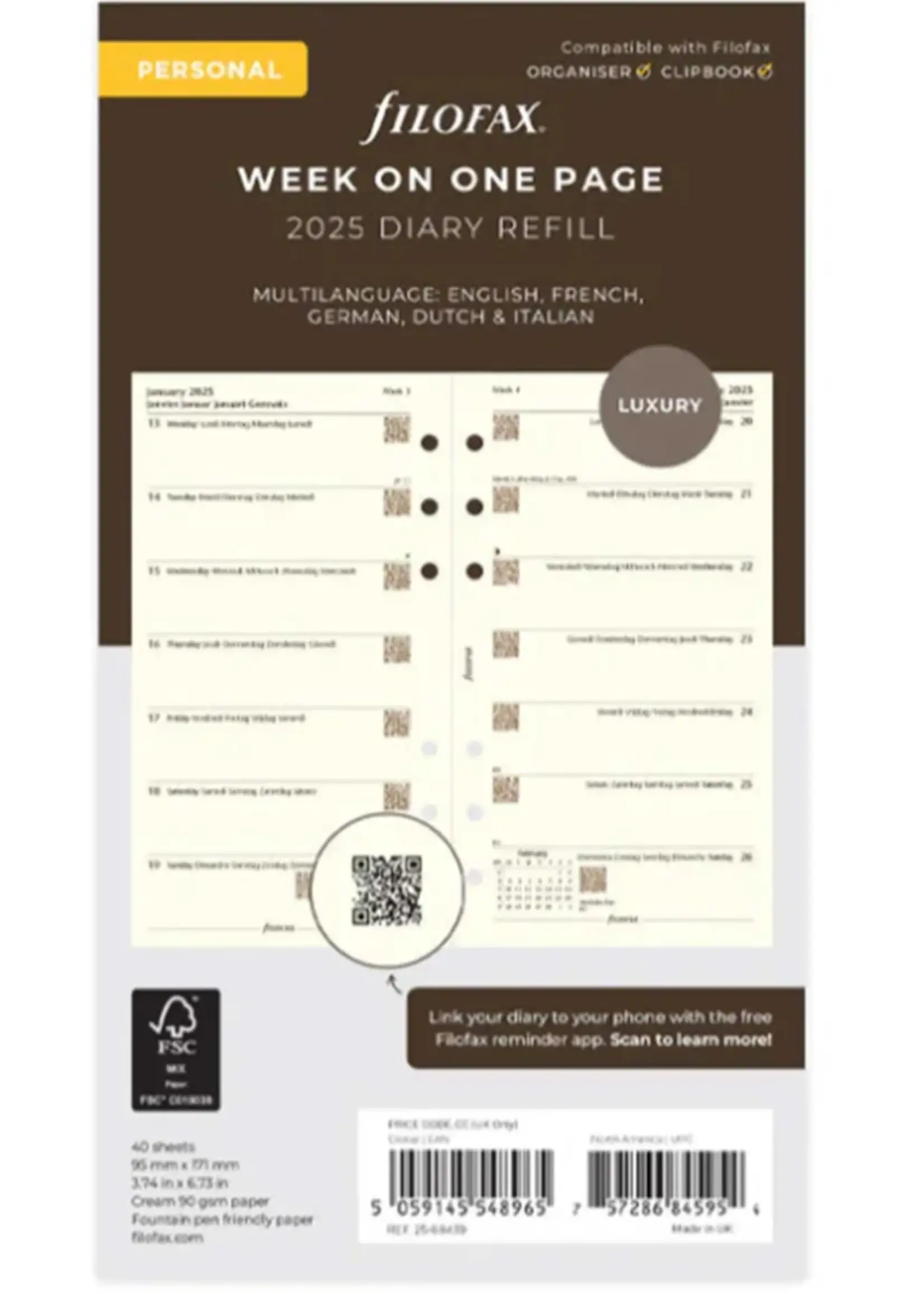Filofax PER 1W/1S cotton cr.(M)2025