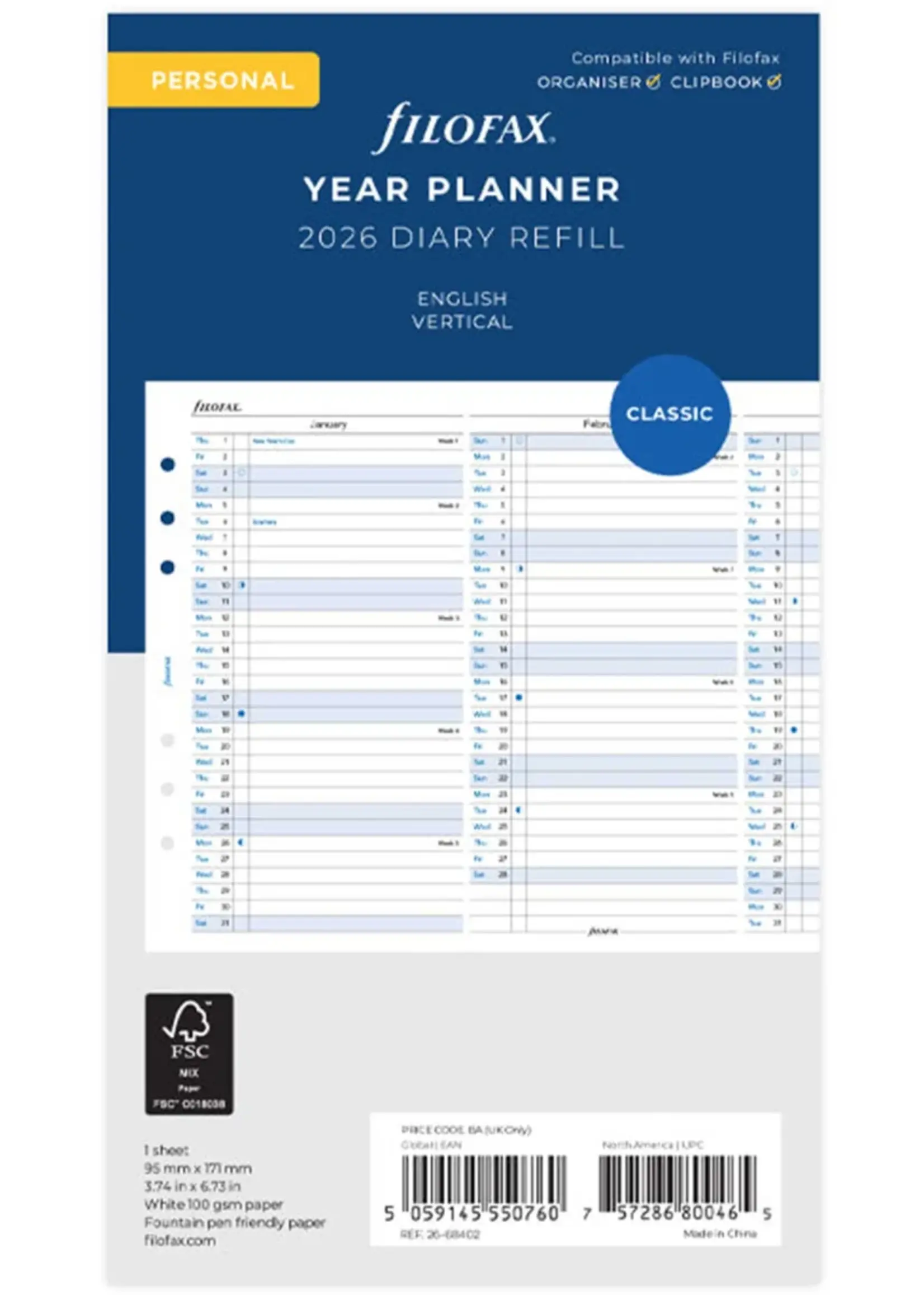 Filofax PER Jahrespl. vert.(E)2026