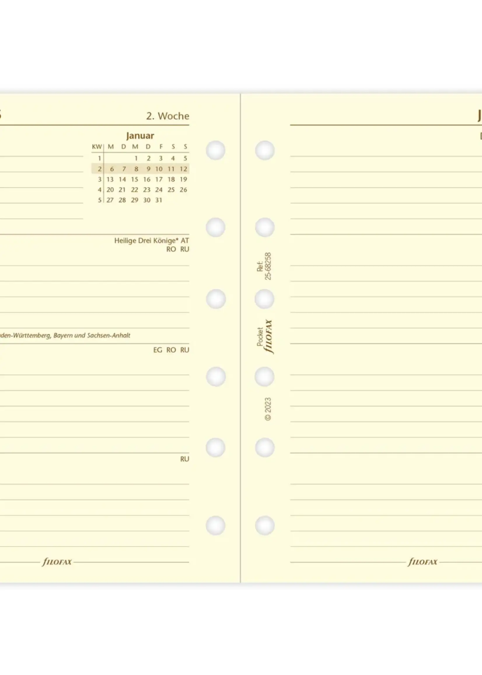 Filofax PKT 1W/2S cotton cr.(D)2025