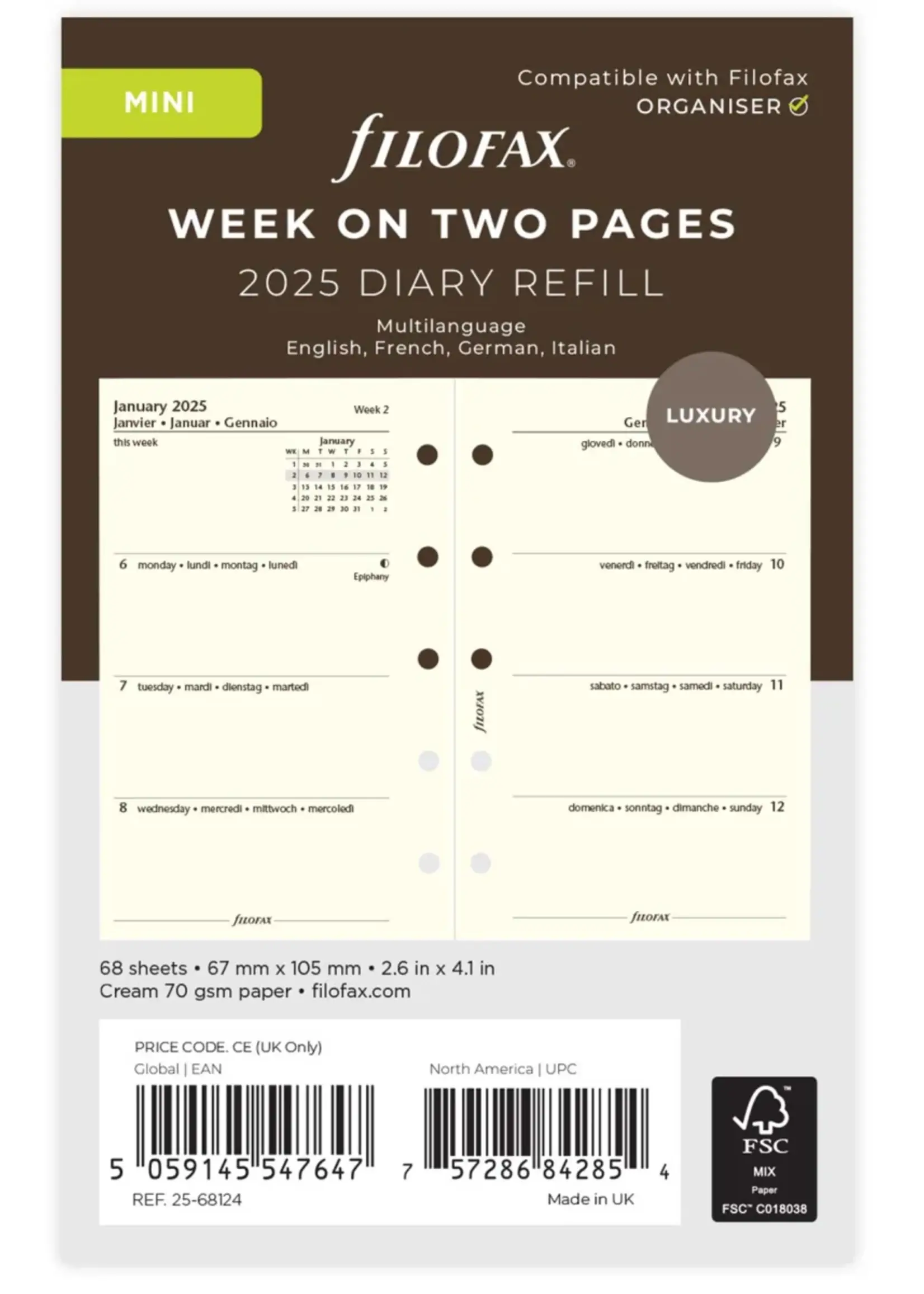 Filofax MIN 1W/2S cotton cr.(M)2025