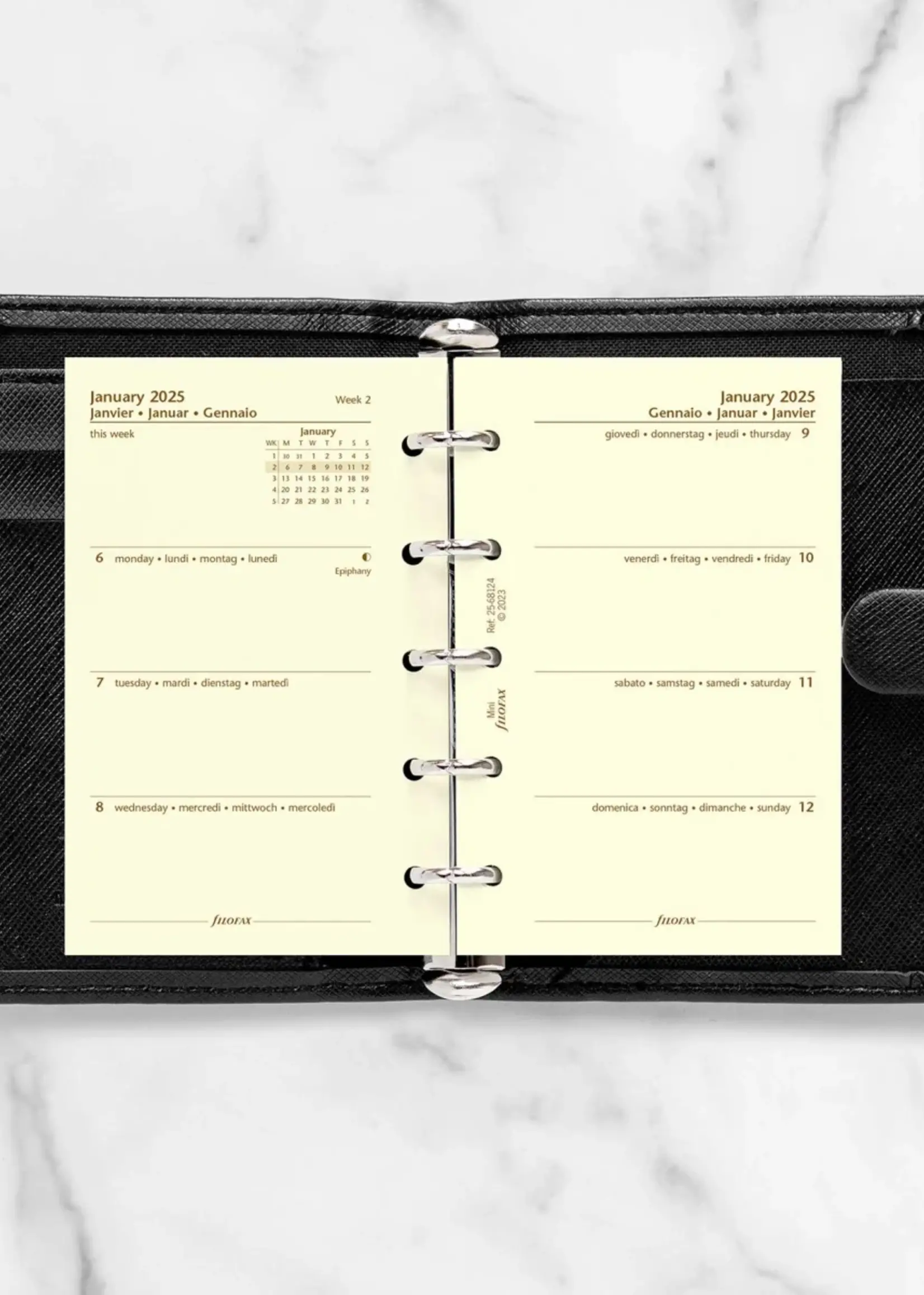 Filofax FILOFAX Kalendereinlage 2025 Mini 1 Woche - 2 Seiten cotton cream mehrsprachig 25-68124