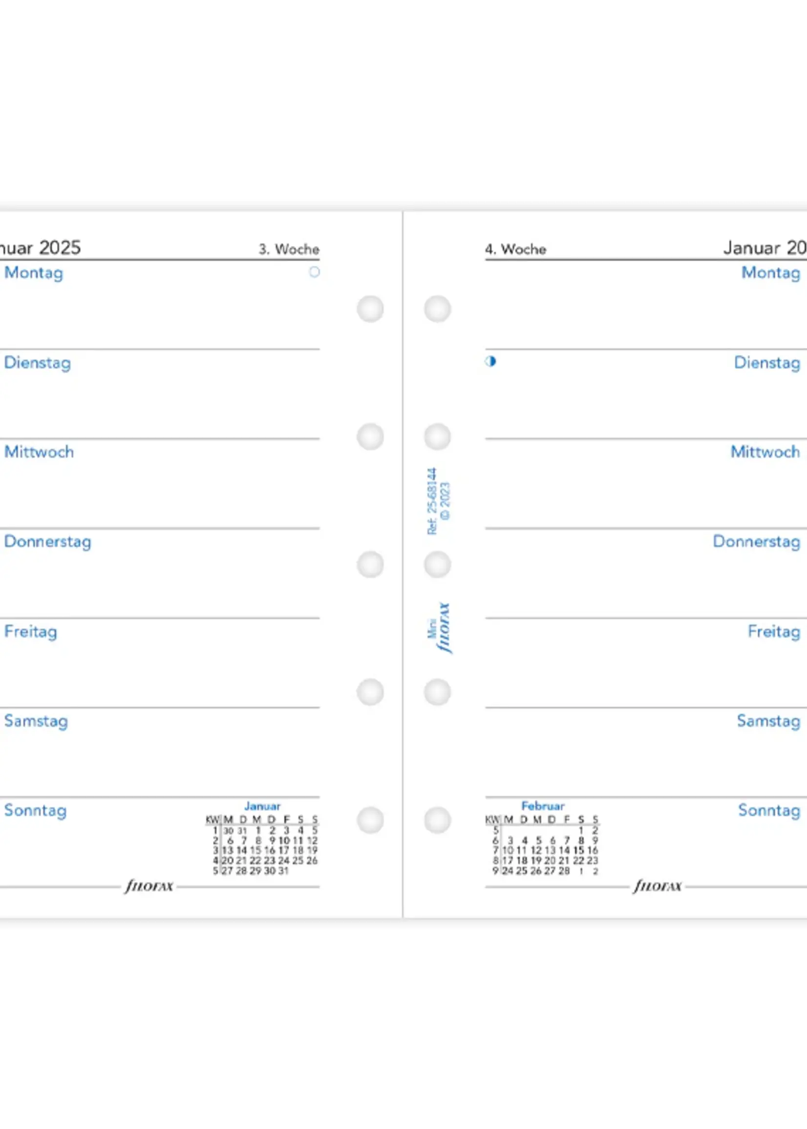 Filofax 1 Woche / 1 Seite deutsch Mini 2025