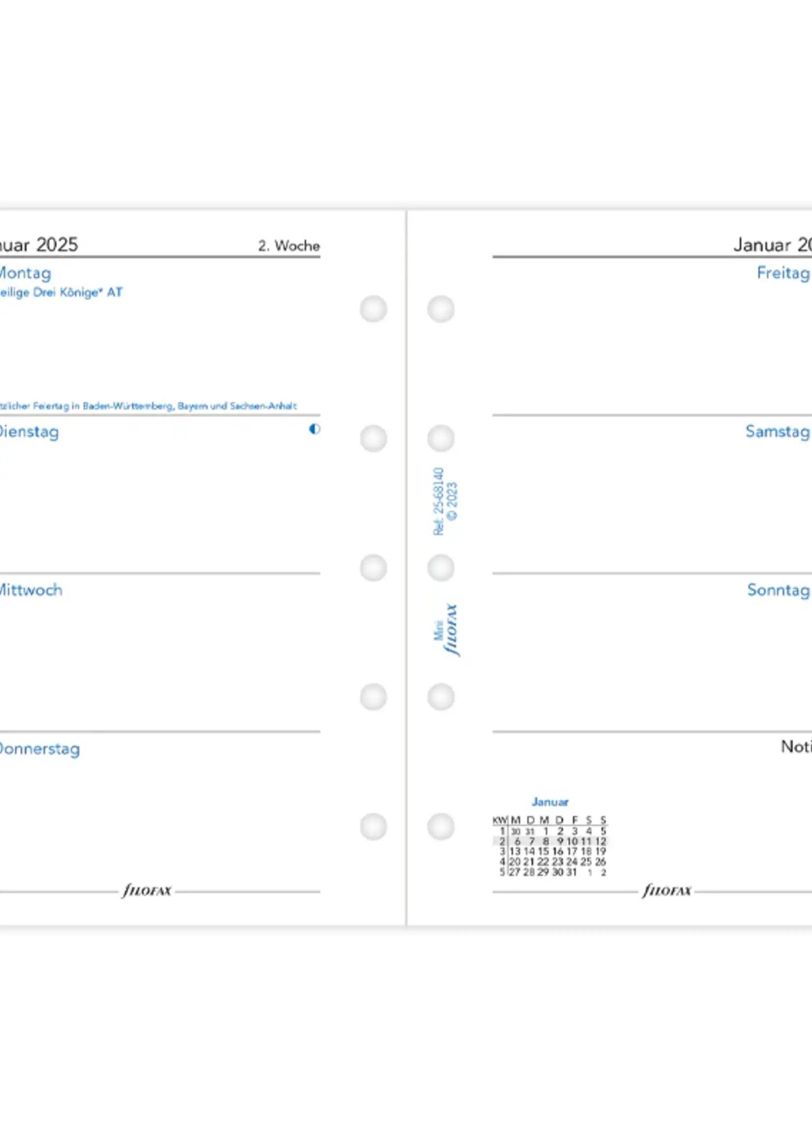 Filofax 1 Woche / 2 Seiten deutsch Mini 2025