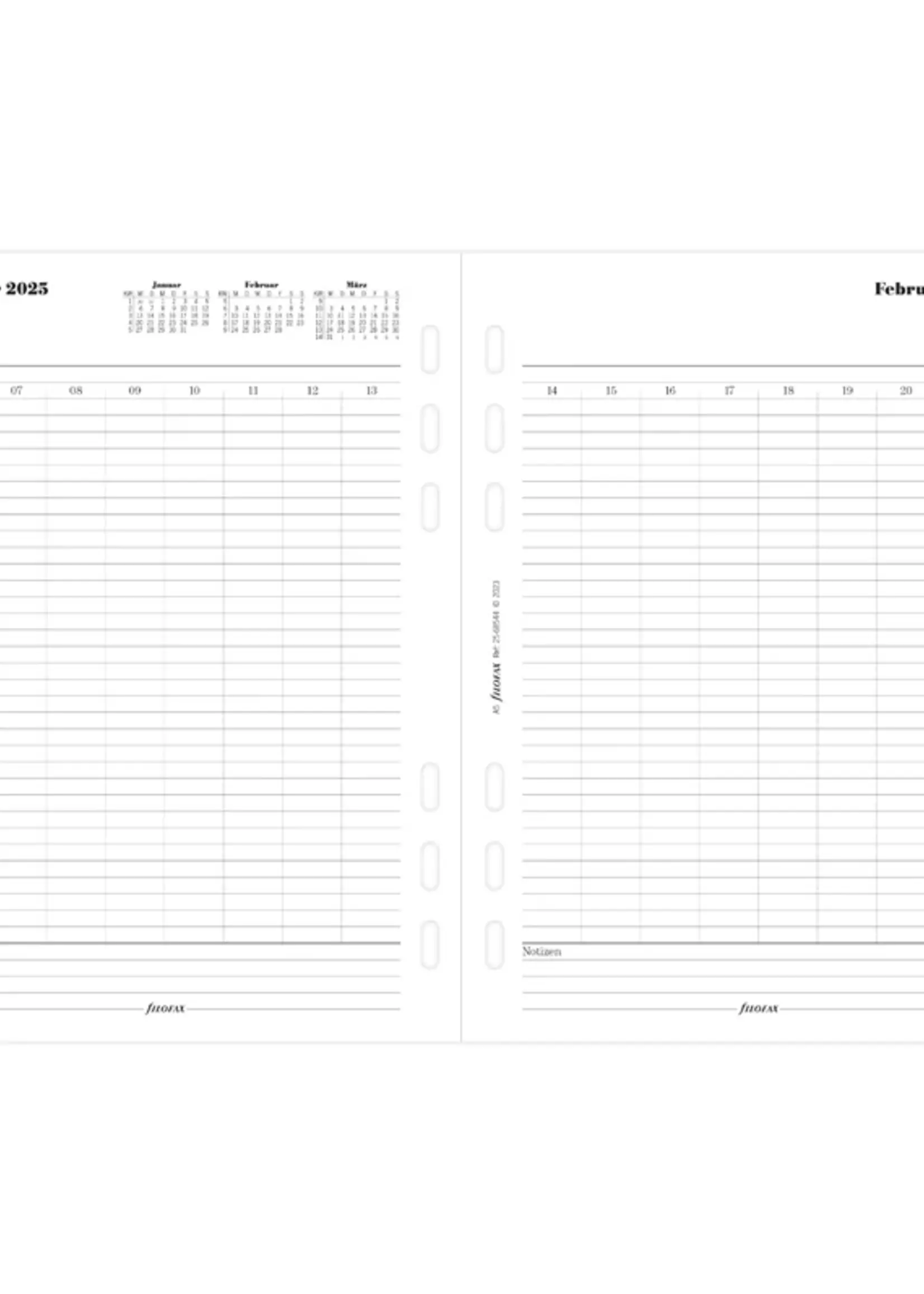 Filofax 1 Monat / 2 Seiten deutsch A5 2025