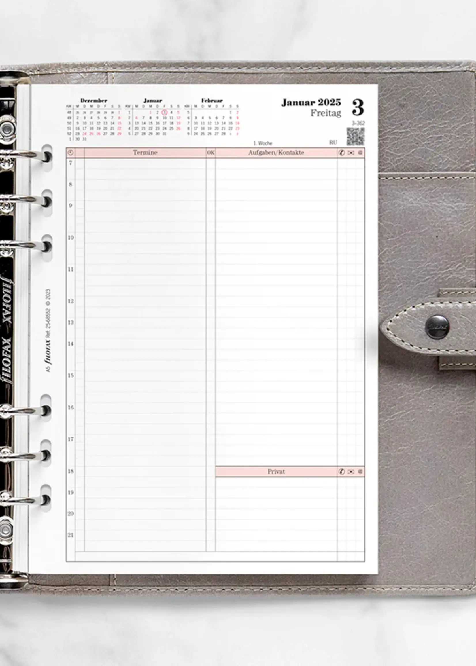 Filofax A5 Proffesional 1 Woche auf 2 Seiten (D)2025)