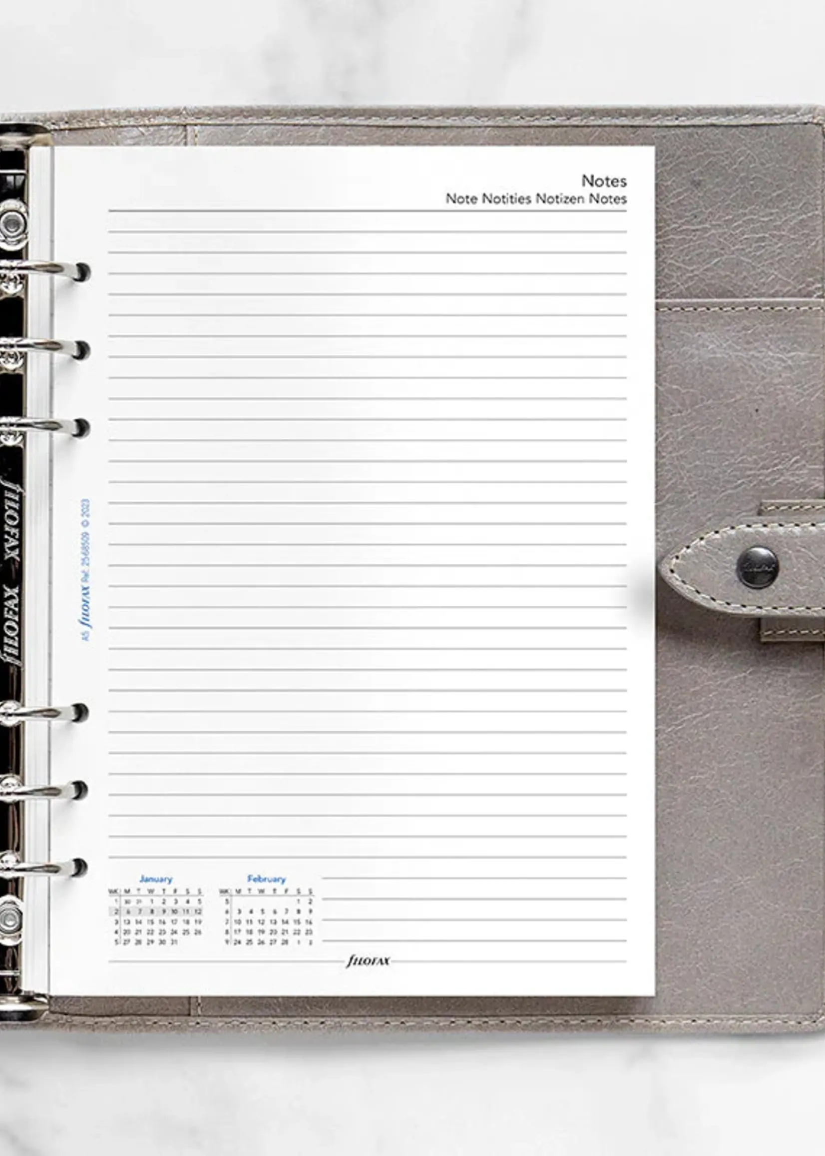 Filofax 1 Woche / 1 Seite + 1 Seite Notizen multilingual A5 2025