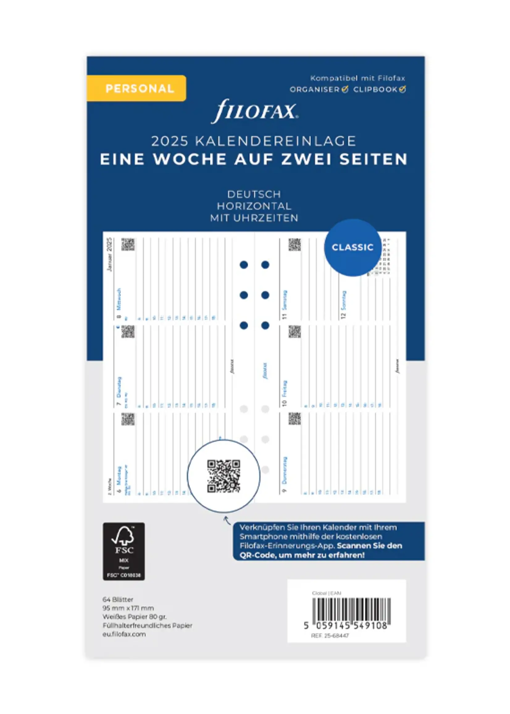 Filofax 1 Woche / 2 Seiten deutsch Personal 2025