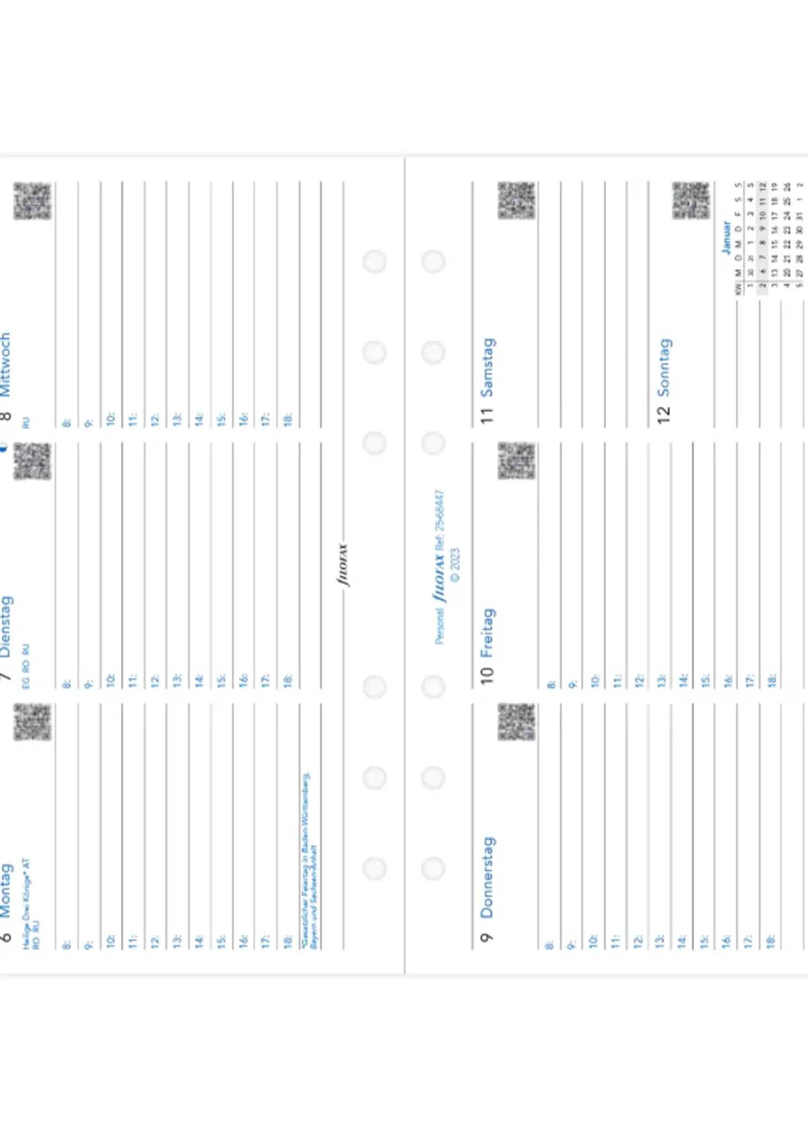 Filofax PER 1W/2S. horiz.(D)2025