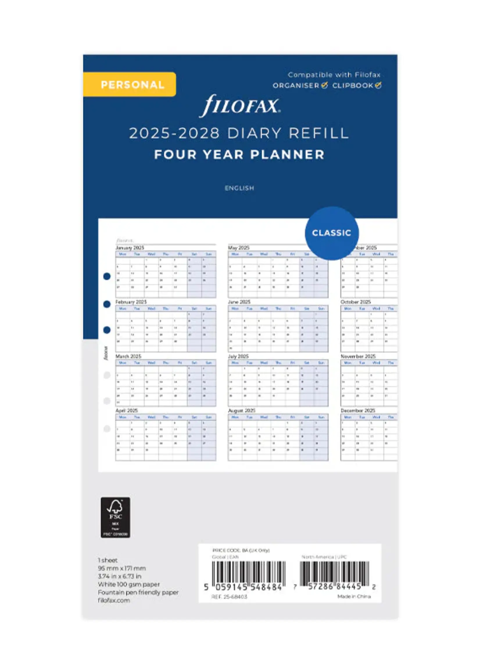 Filofax 4-Jahresplaner englisch Personal 2025-2028