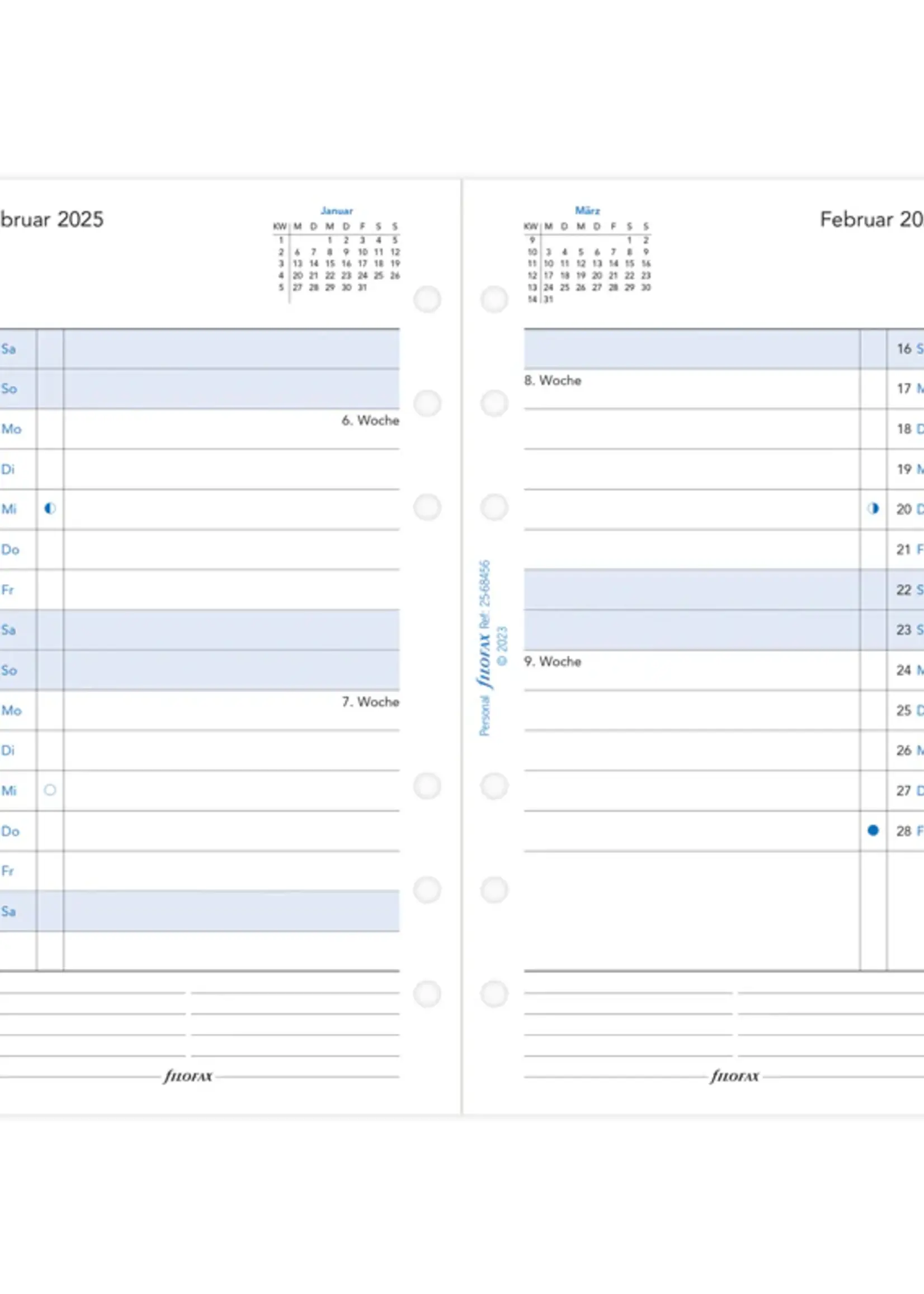 Filofax 1 Monat / 2 Seiten deutsch Personal 2025