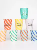 Stripe Happy Birthday Cups