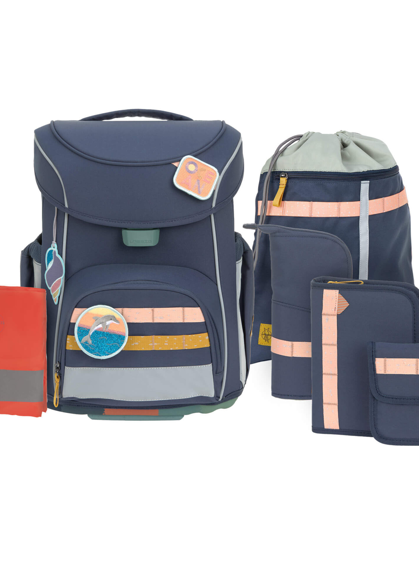 Lässig Fashion Schultaschen Set 7-teilig Slim - Unique, Navy Blau