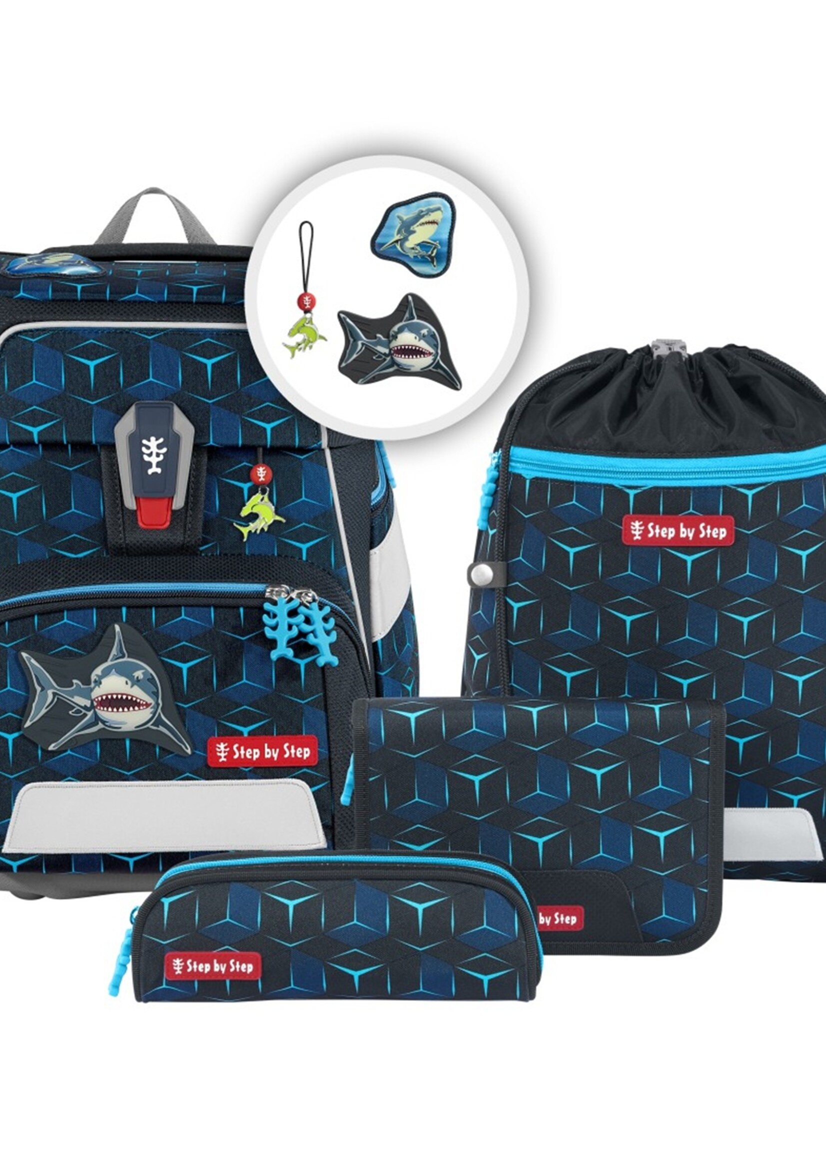 Step by Step SPACE SHINE Schultaschen-Set Shark Dexter
