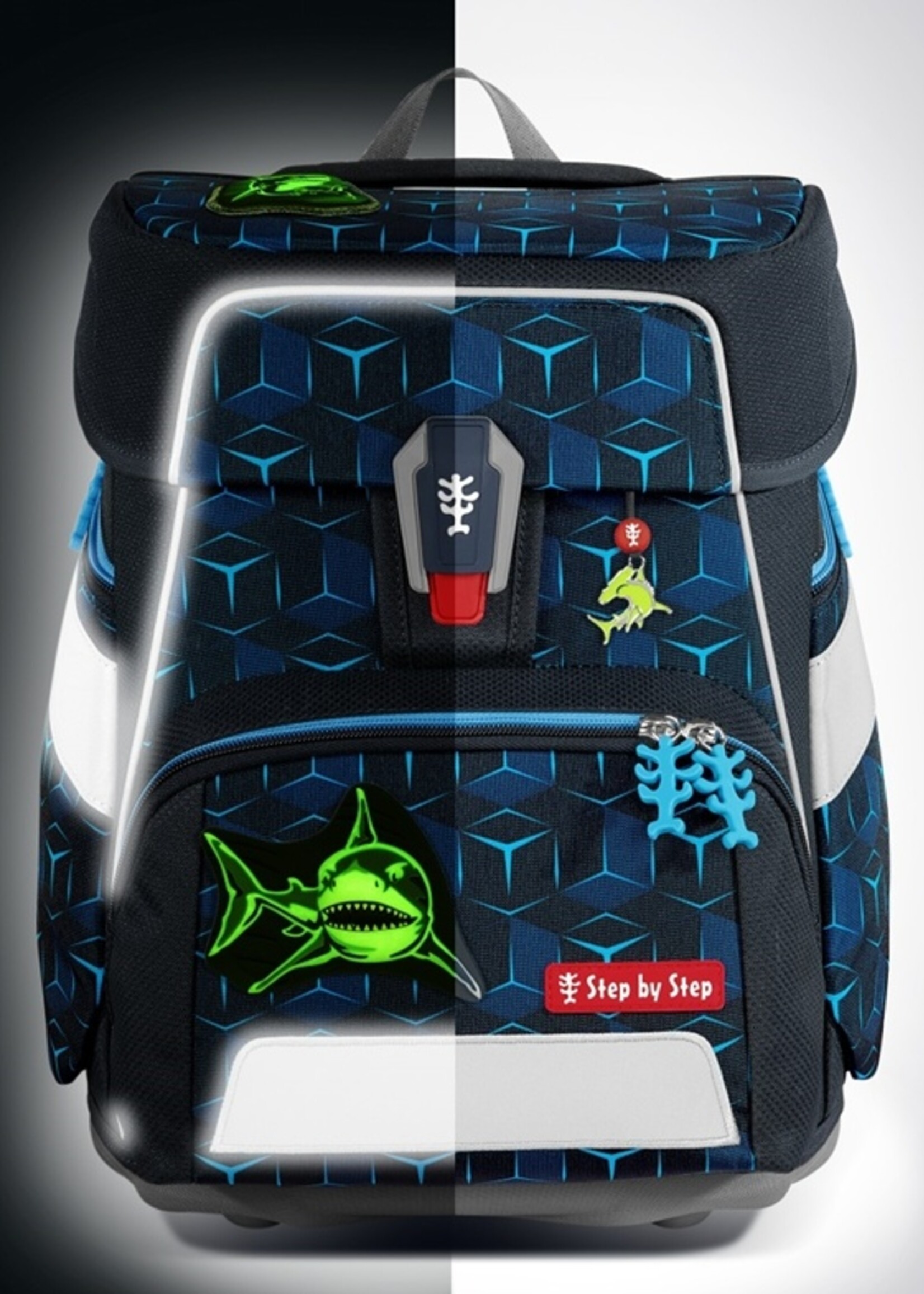 Step by Step SPACE SHINE Schultaschen-Set Shark Dexter
