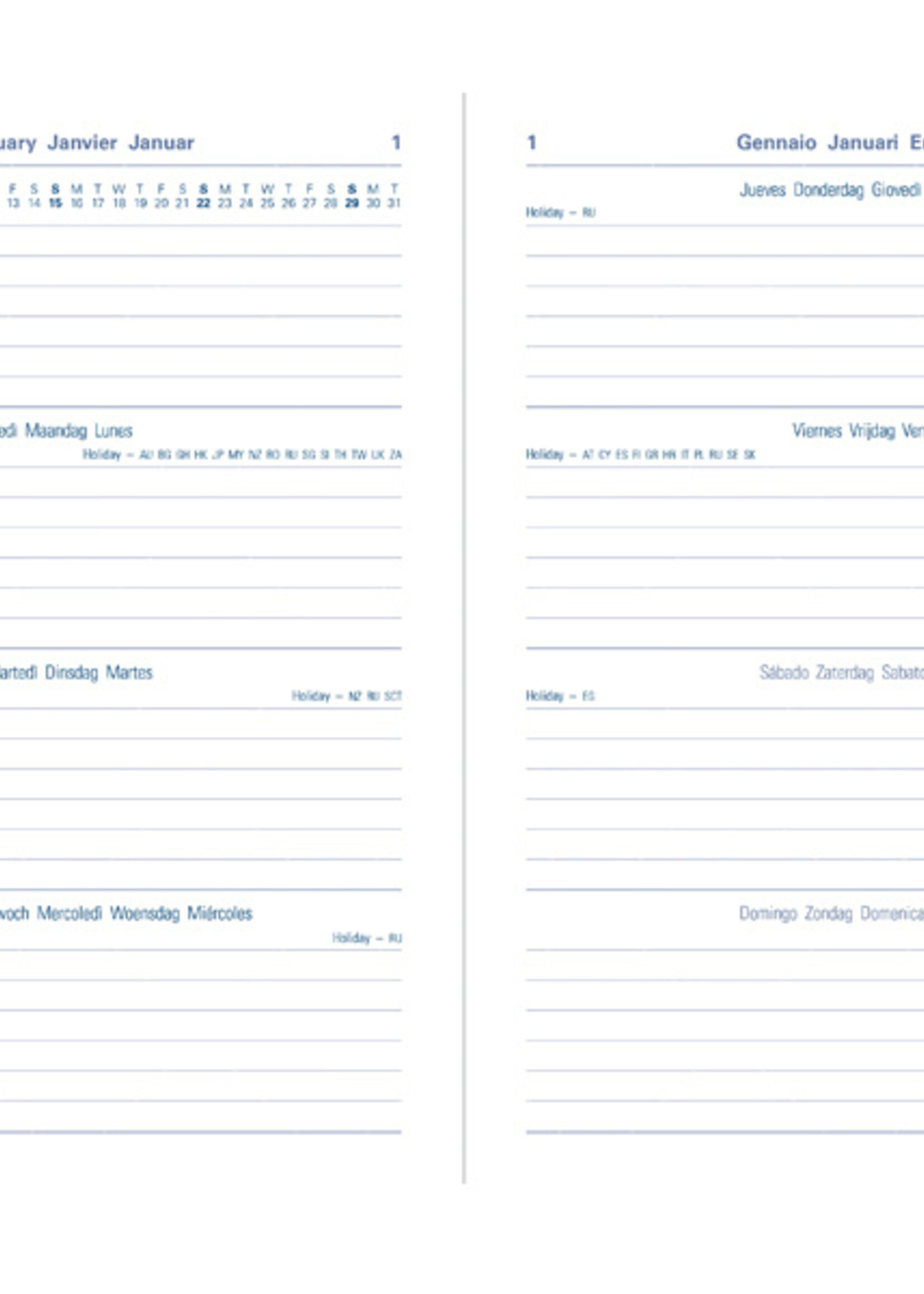 Filofax Concious A6 Ocean, 7 Tage auf 2 Seiten