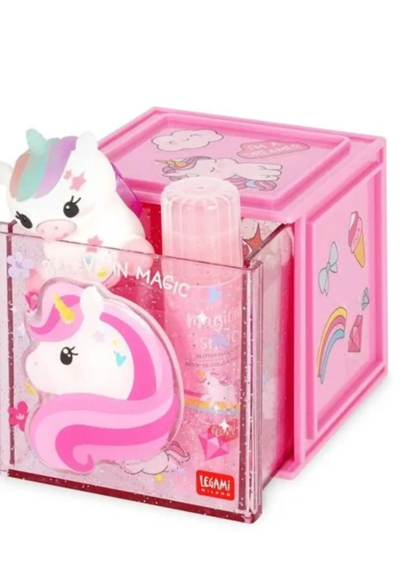 LEGAMI Schreibtischbox - Cutie Cube - Einhorn