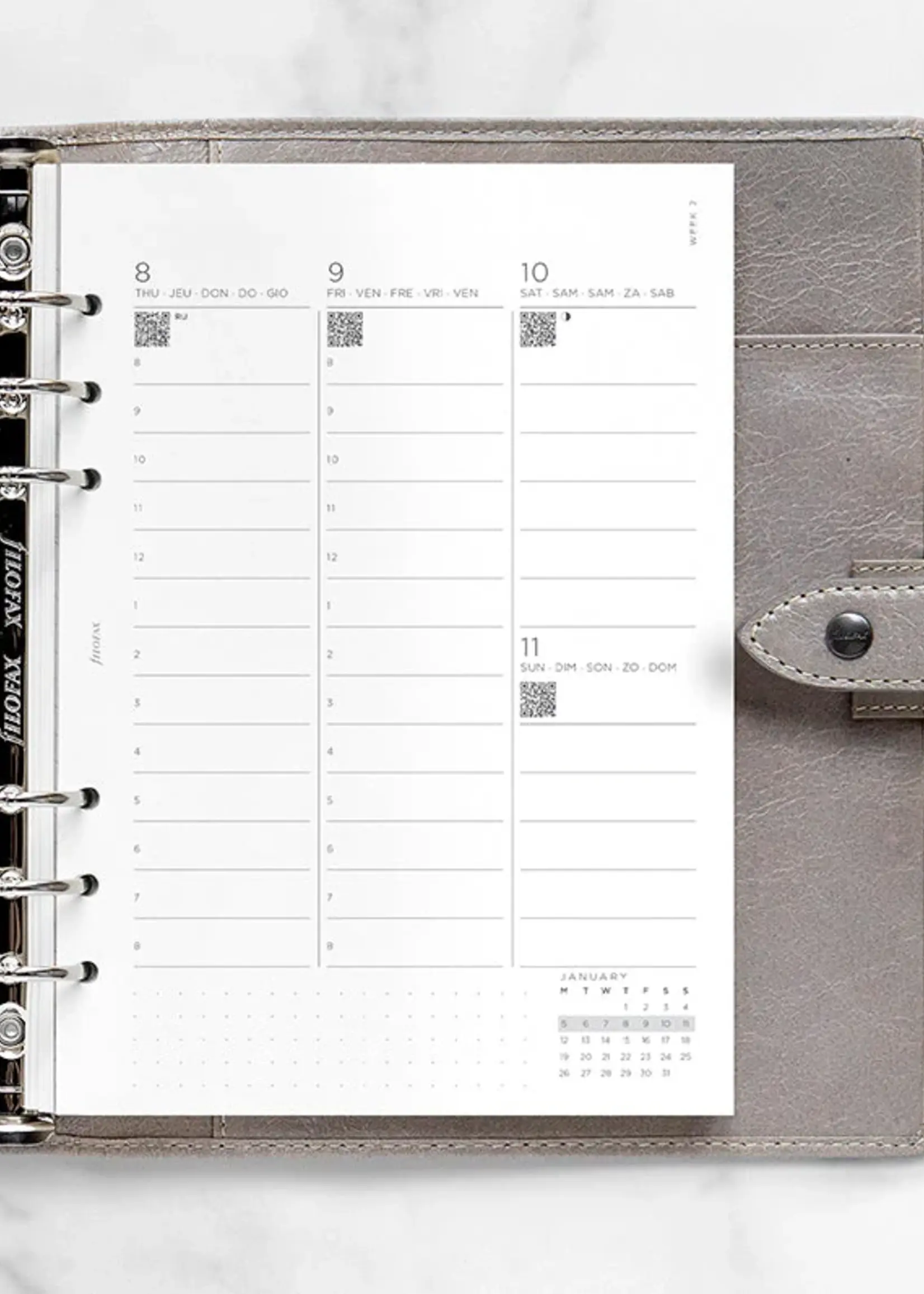 Filofax Minimal Kalender 1 Woche / 2 Seiten vertikal A5 2026