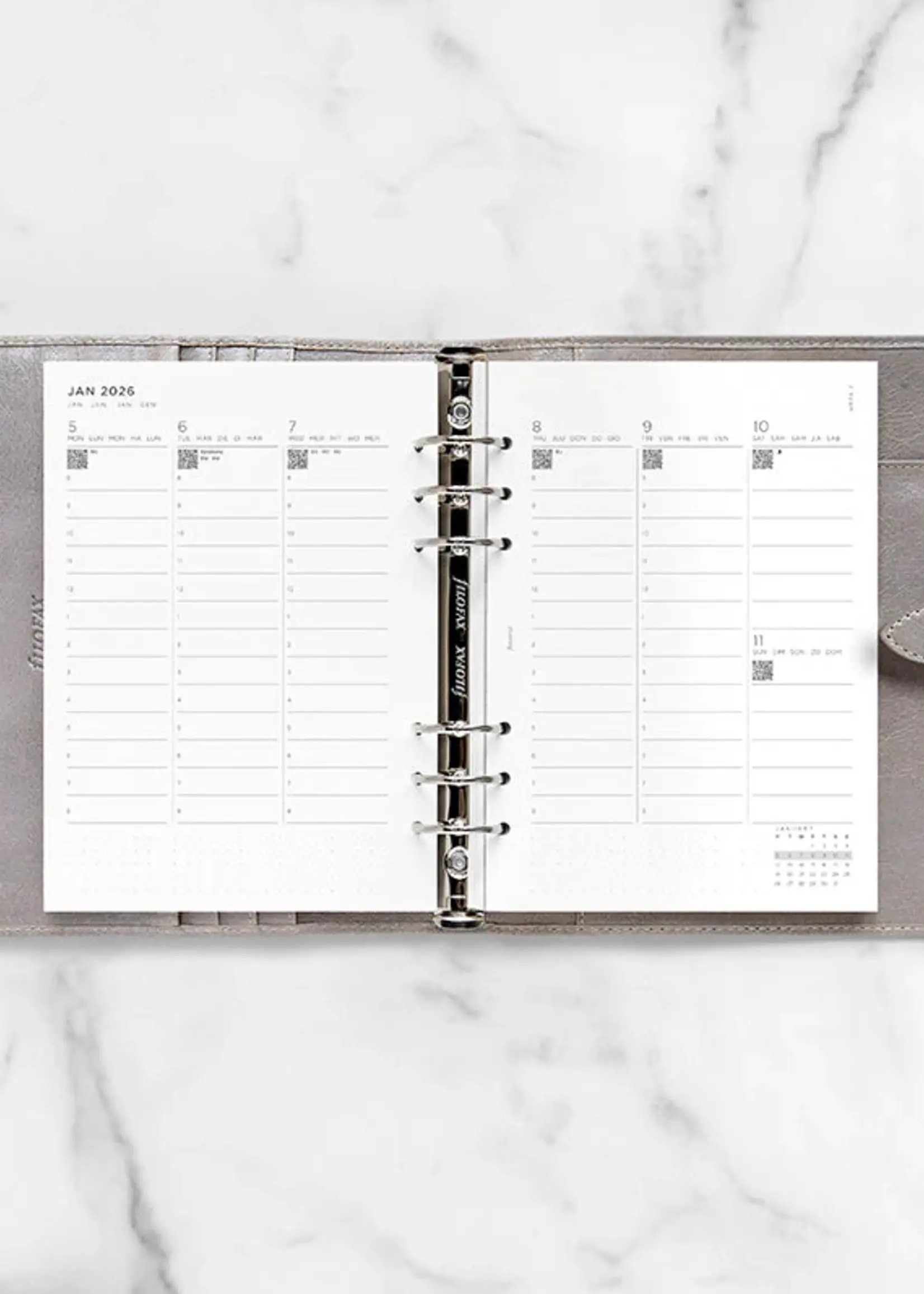 Filofax Minimal Kalender 1 Woche / 2 Seiten vertikal A5 2026