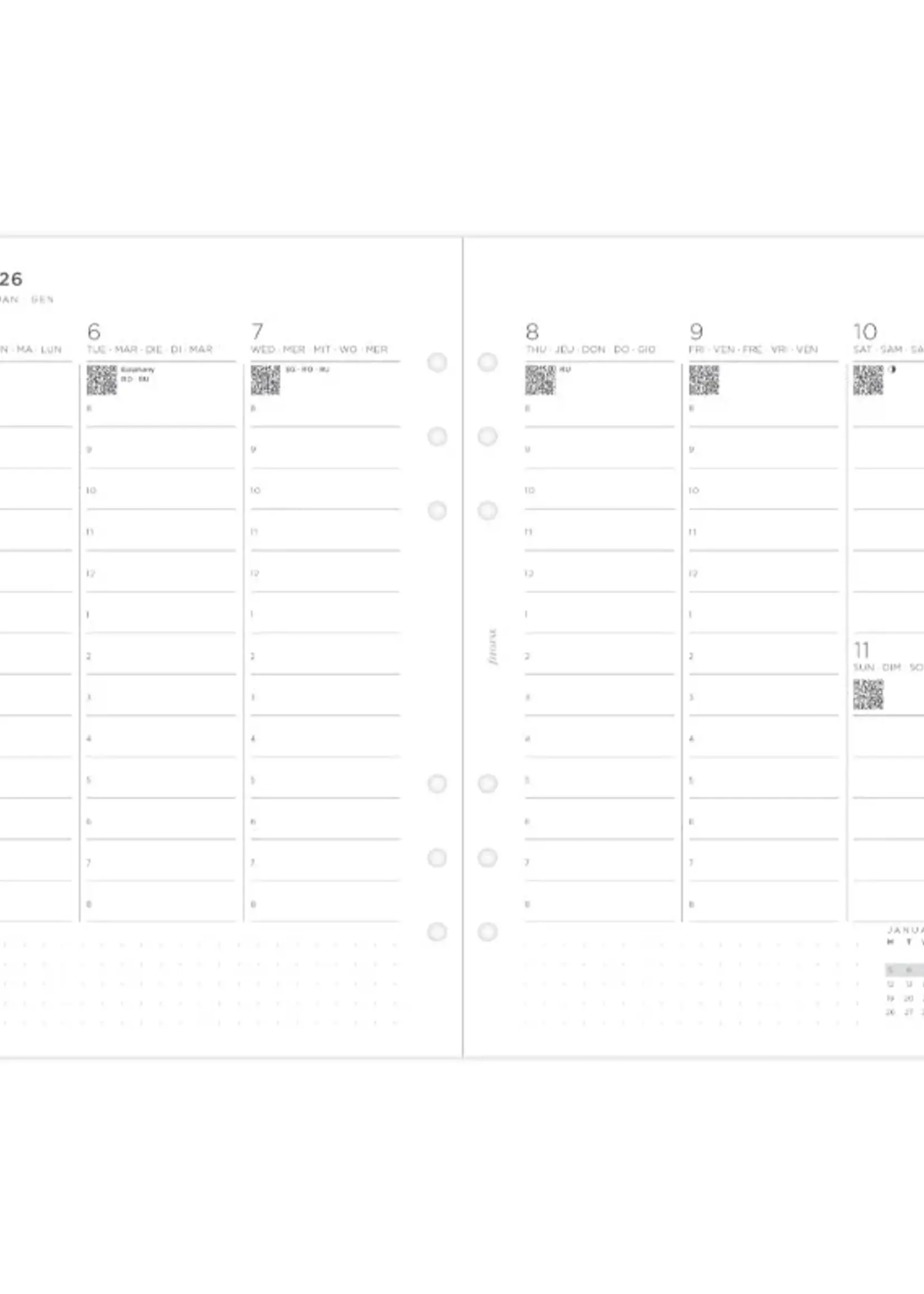 Filofax Minimal Kalender 1 Woche / 2 Seiten vertikal A5 2026