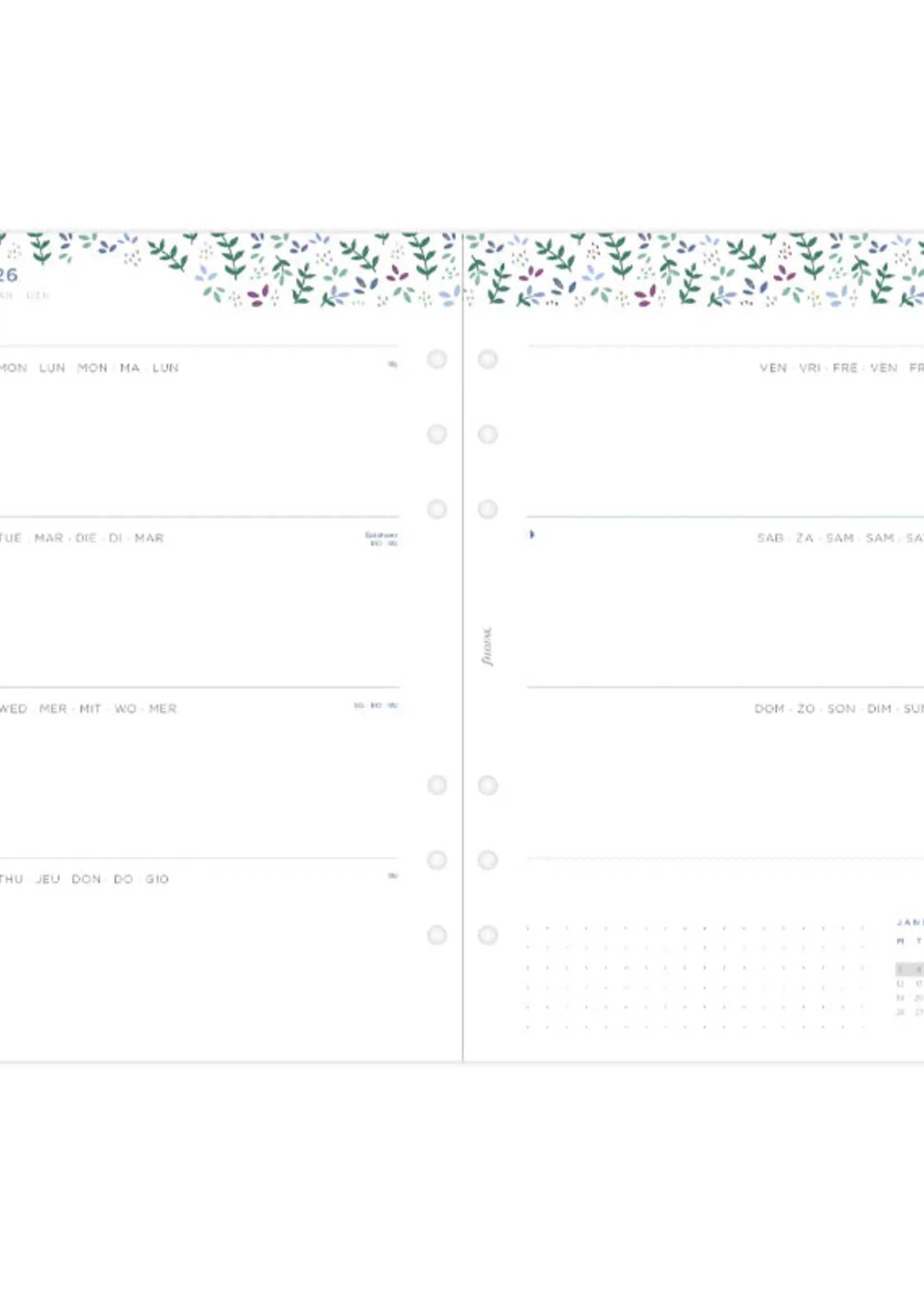 Filofax Garden Kalender 1 Woche / 2 Seiten A5 2026