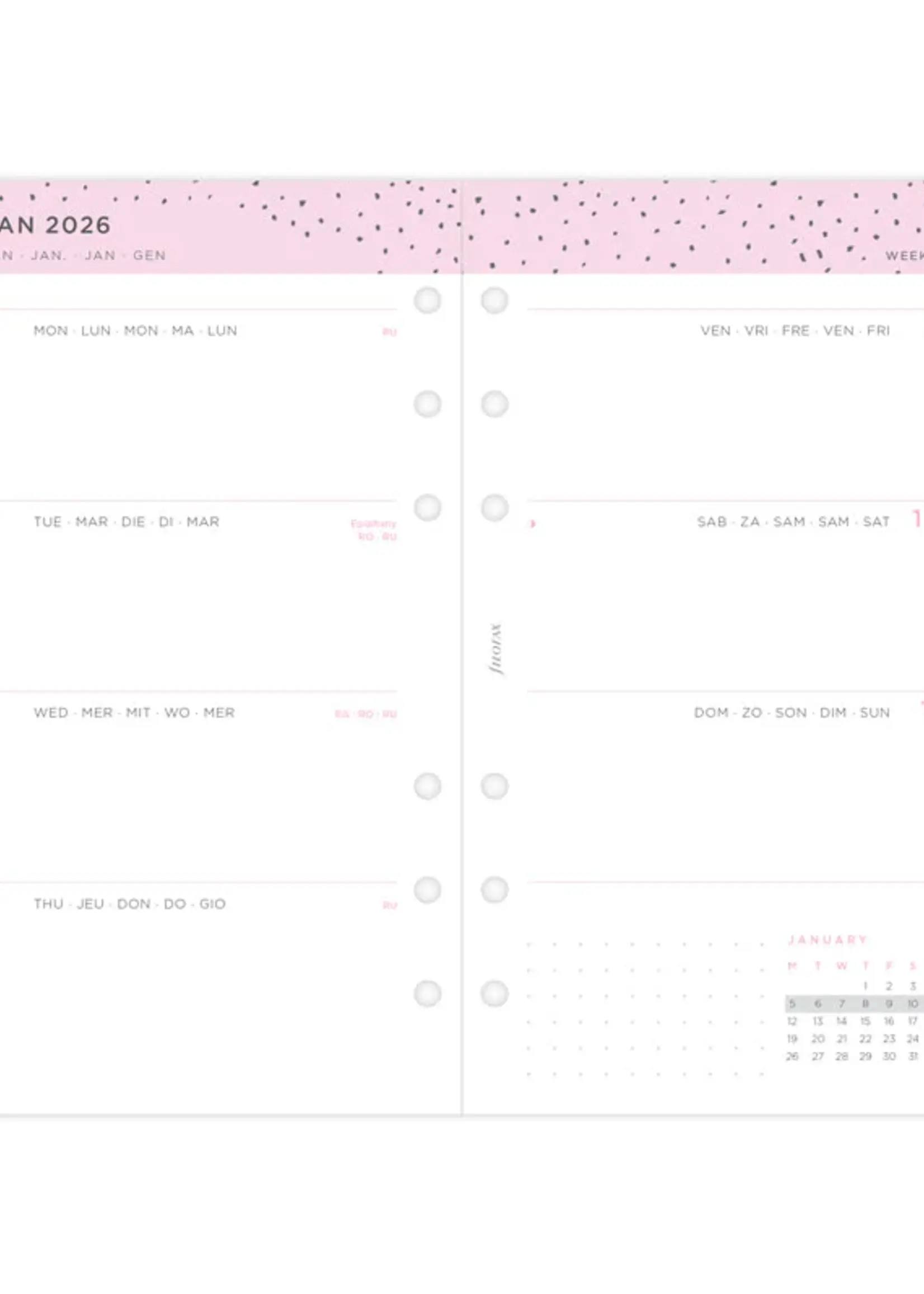 Filofax Confetti Kalender 1 Woche / 2 Seiten Personal 2026