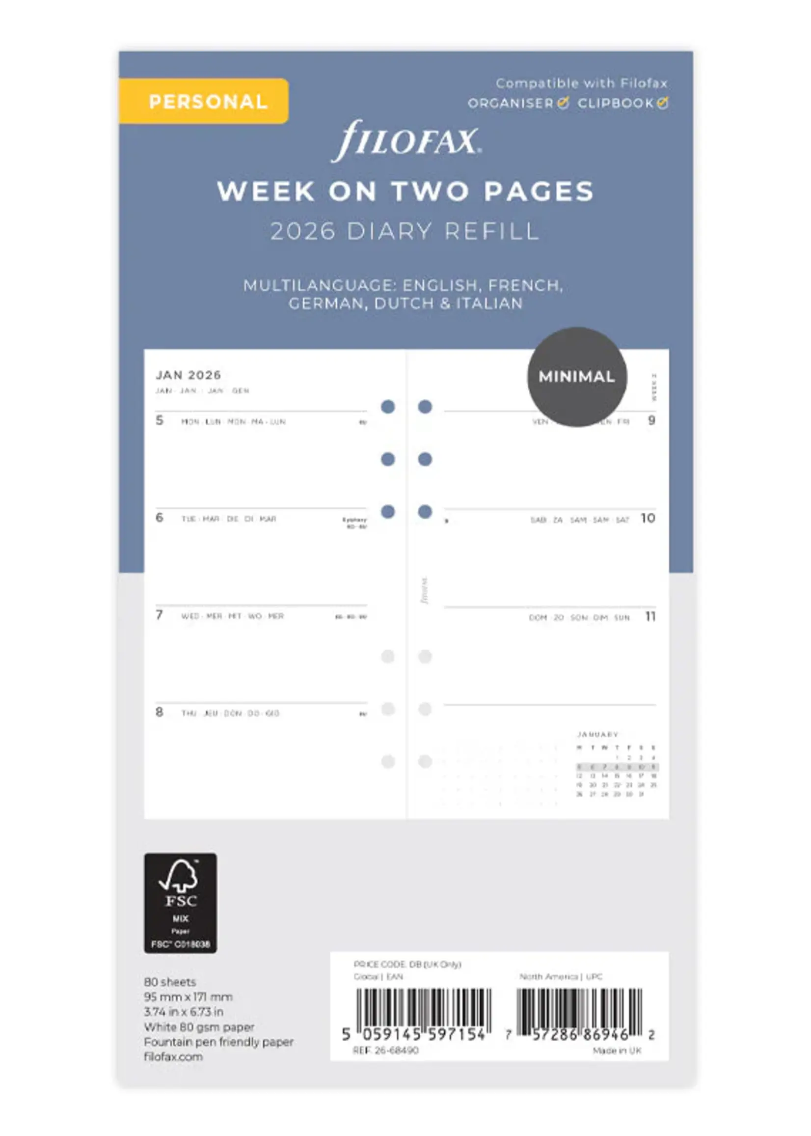 Filofax Minimal WTV Diary Refill Pack