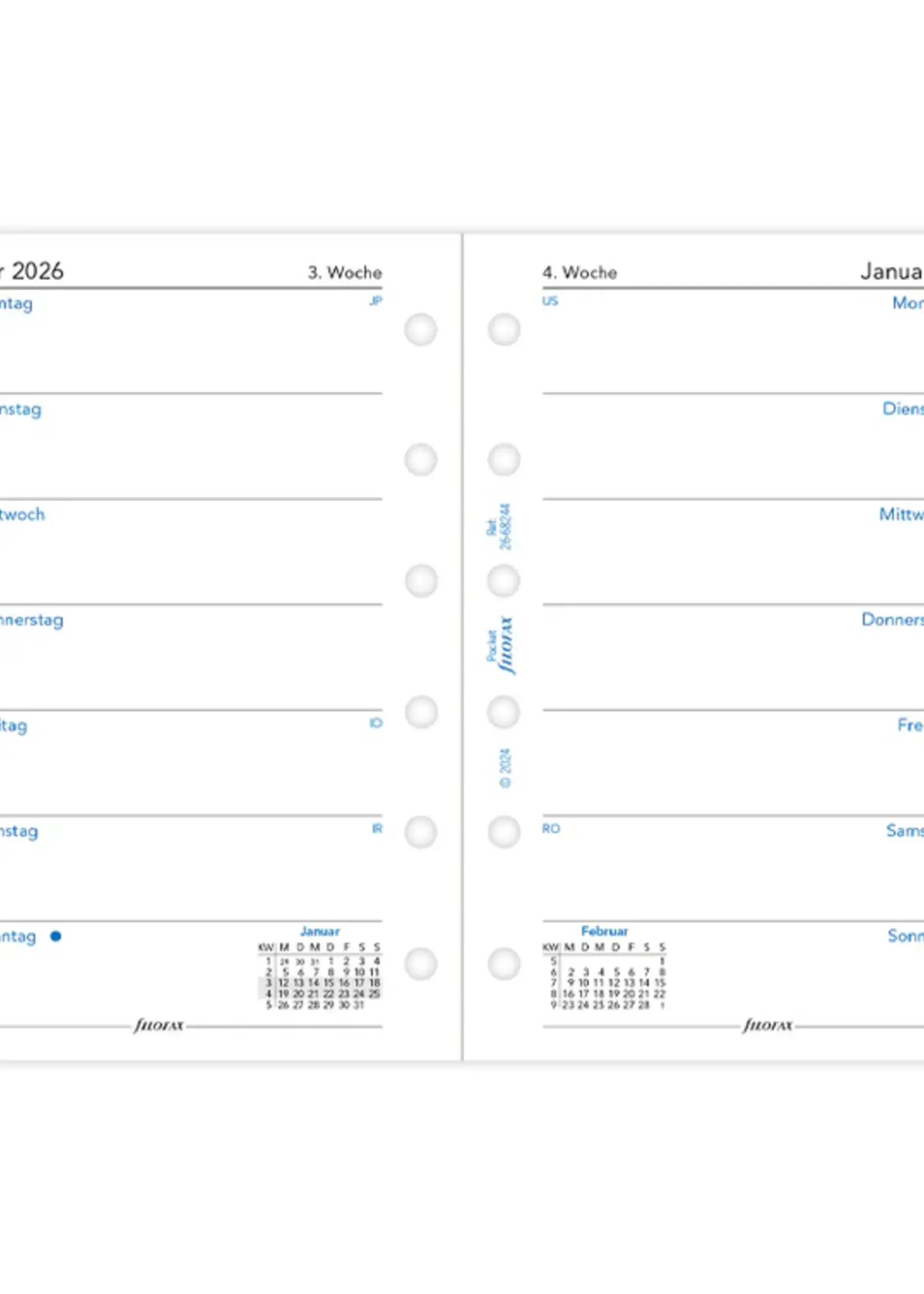 Filofax 1 Woche / 1 Seite deutsch Pocket 2026