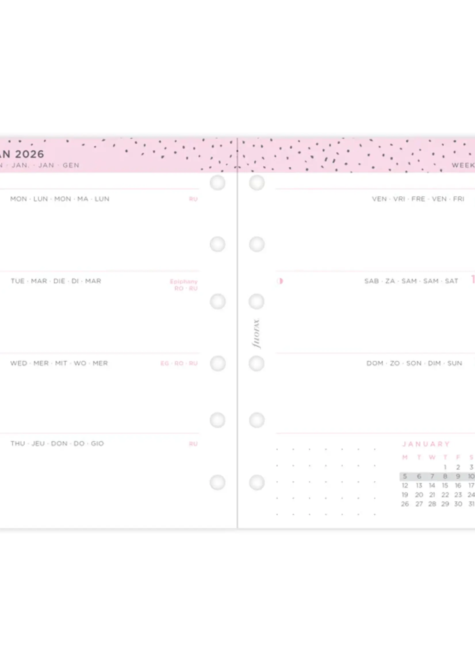 Filofax Confetti Kalender 1 Woche / 2 Seiten Pocket 2026