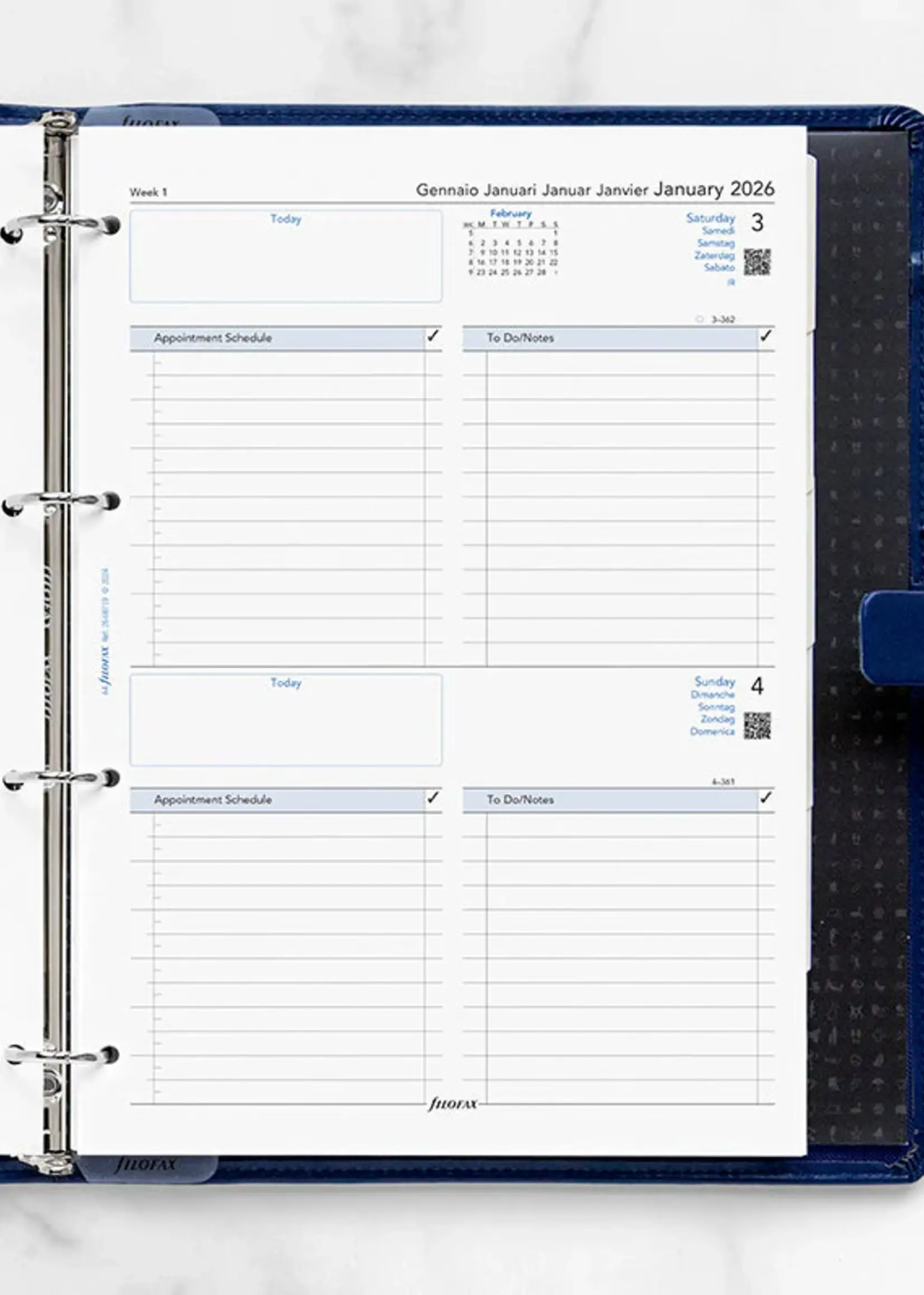 Filofax 1 Tag / 1 Seite multilingual A4 2026