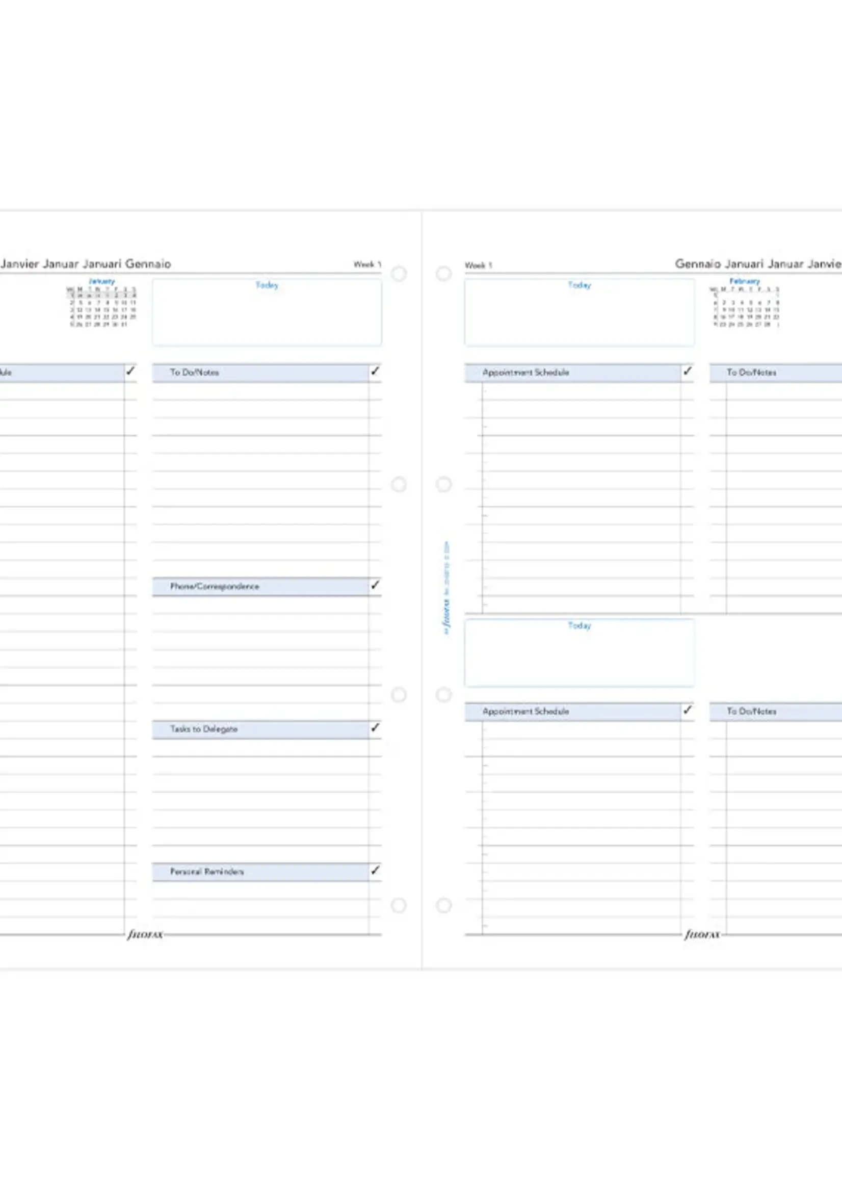 Filofax 1 Tag / 1 Seite multilingual A4 2026