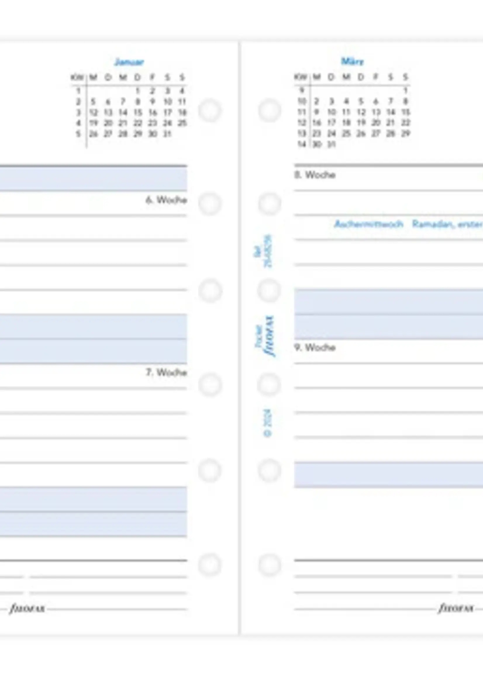 Filofax 1 Monat / 2 Seiten deutsch Pocket 2026