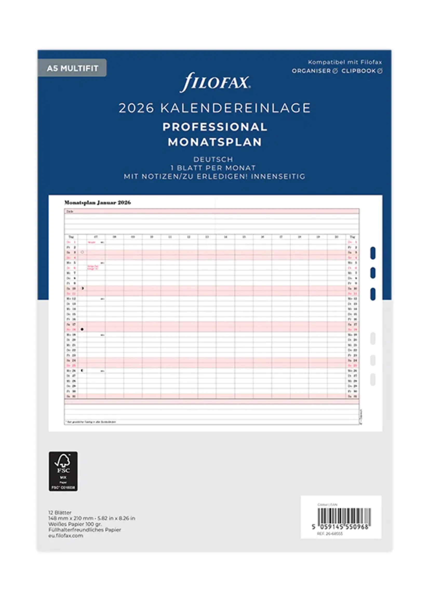 Filofax Monatsplaner deutsch A5 2026