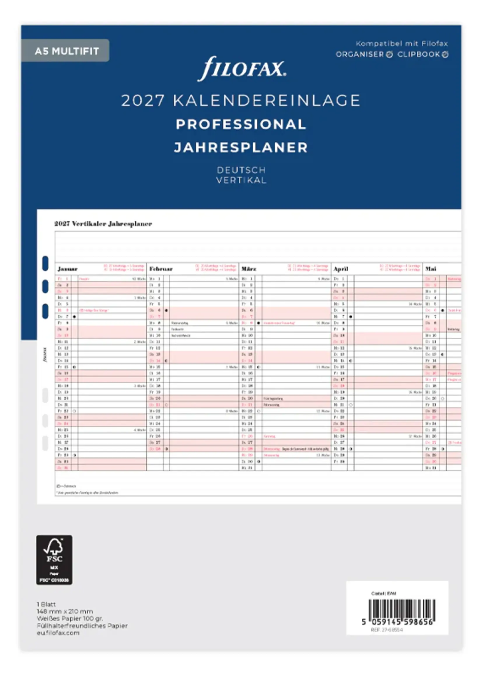 Filofax A5 Prof.Jahrespl. (D)2027