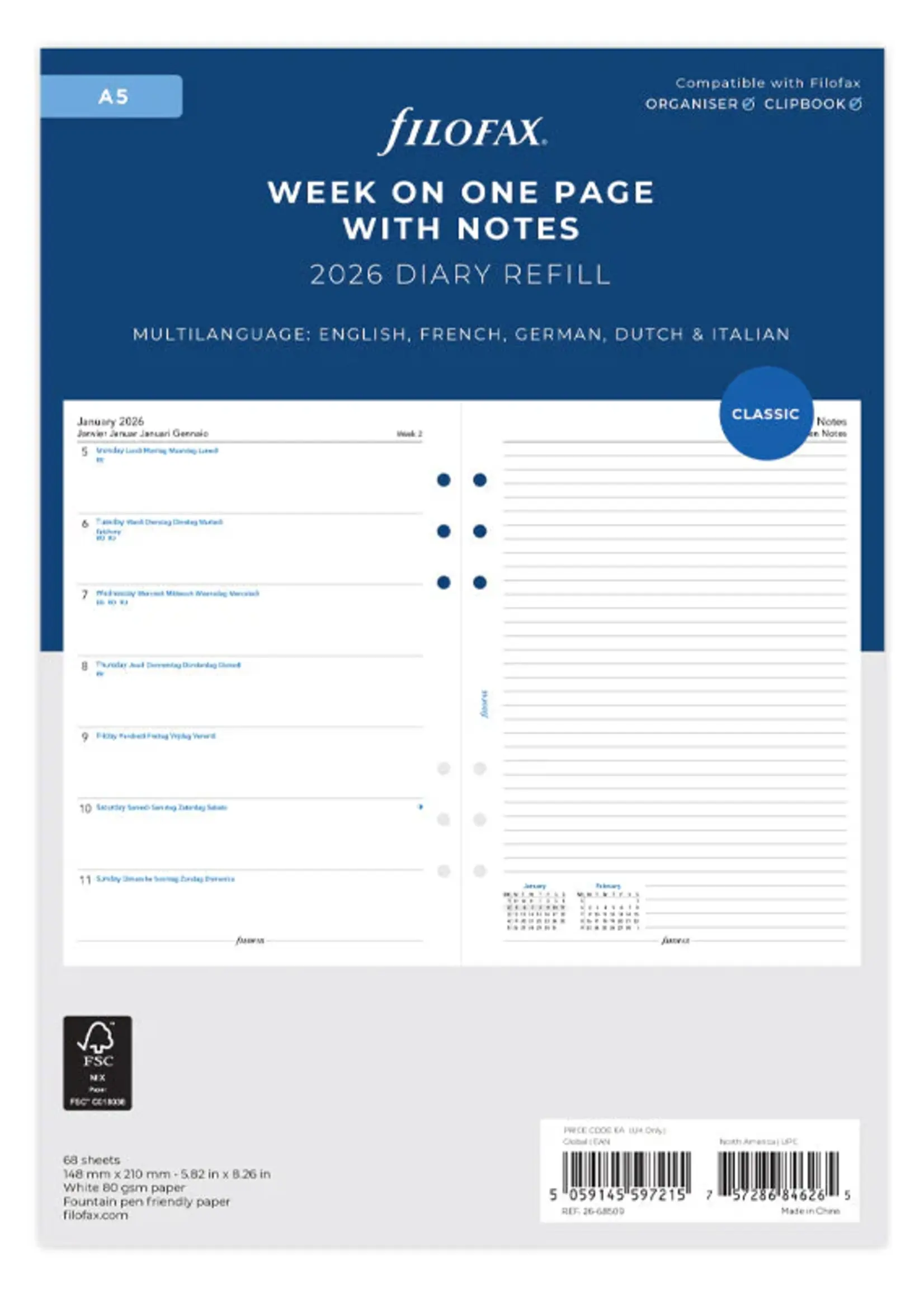 Filofax A5 1W/1S + Not.mehrsp.2026