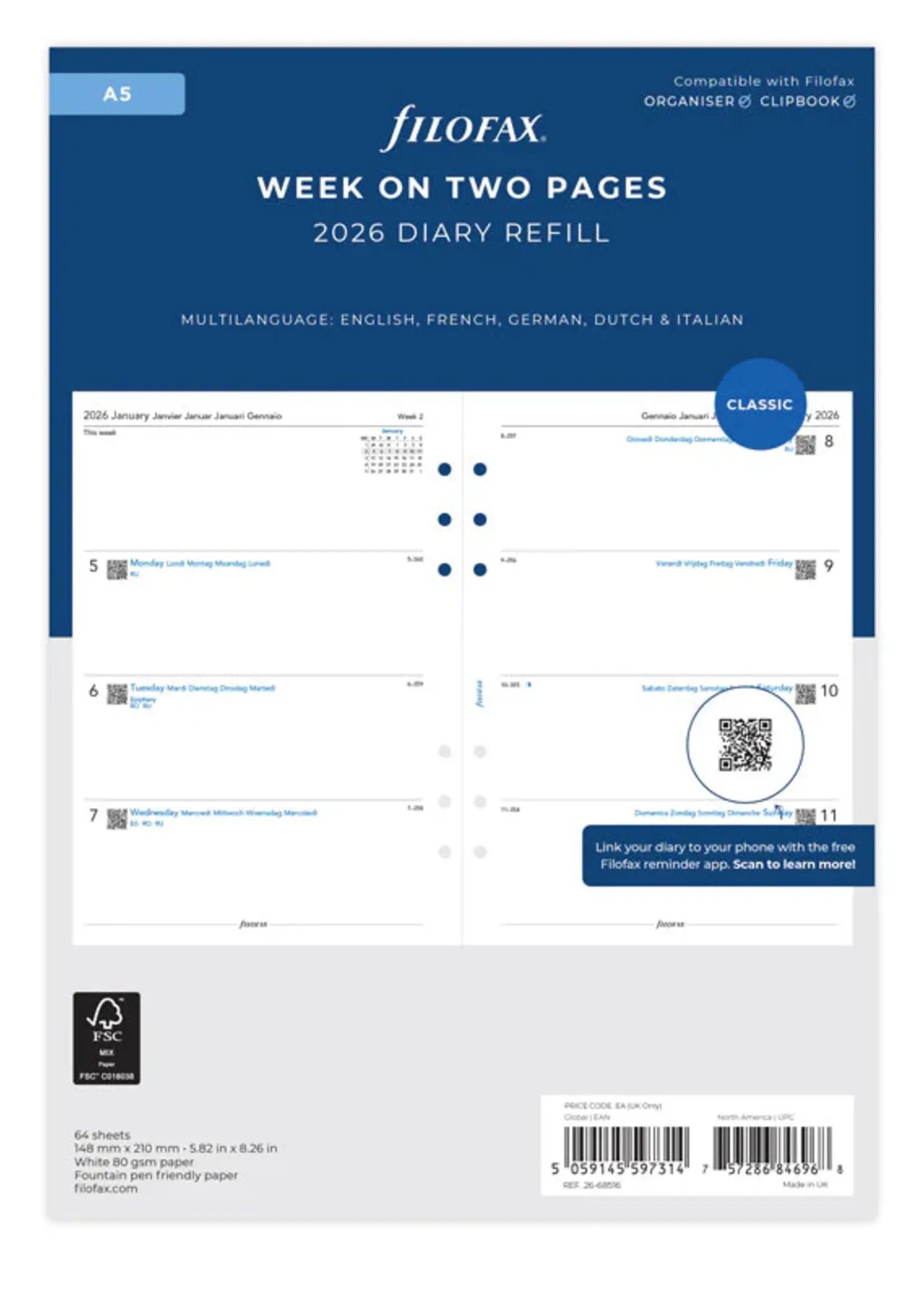 Filofax A5 1W/2S 4x4Sp.(M)2026