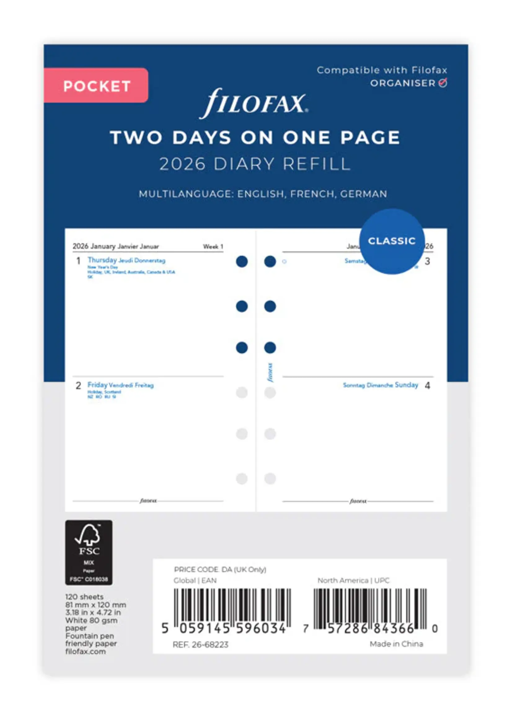 Filofax PKT 2T/1S (M)2026