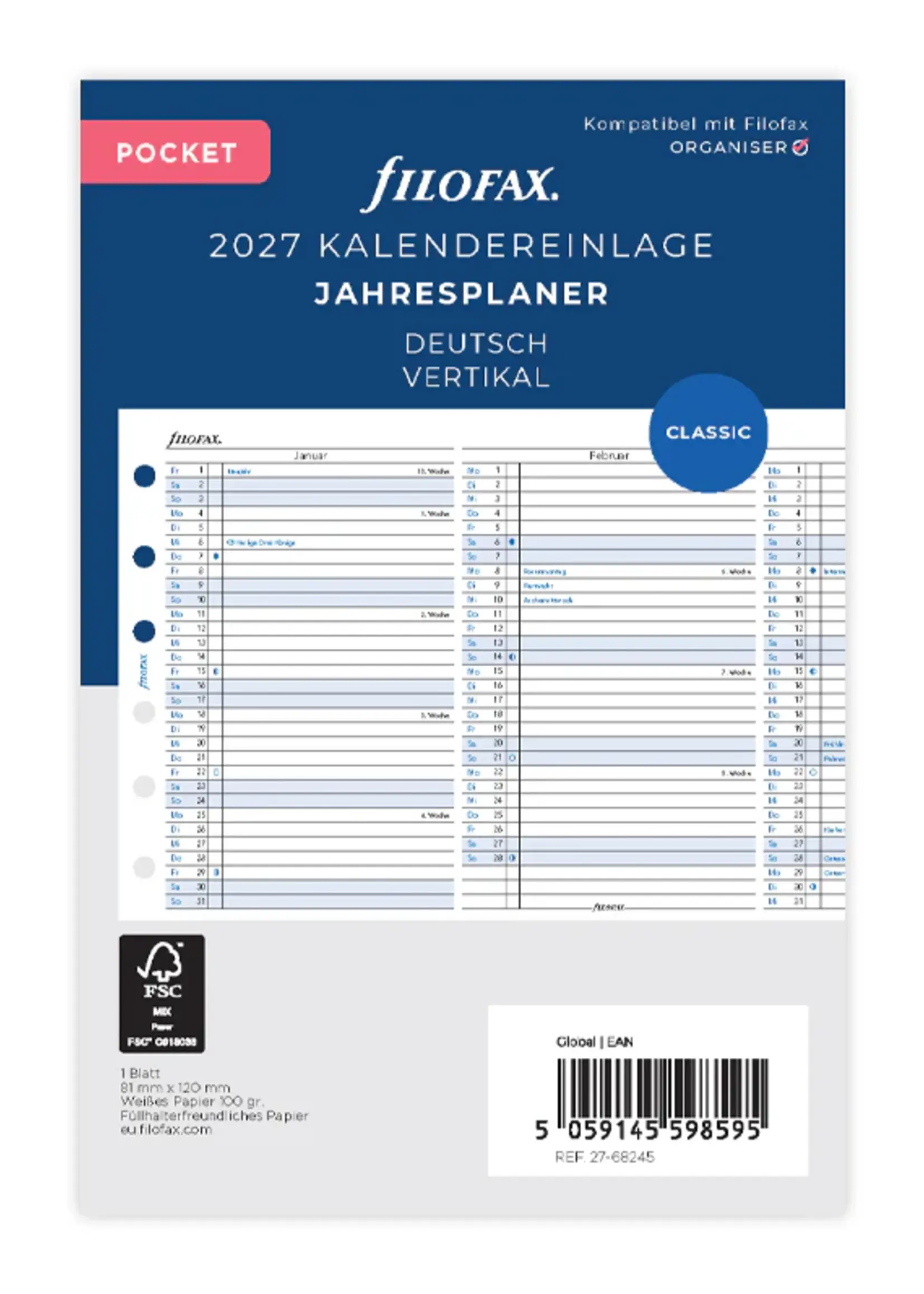 Filofax PKT Jahrespl. vert.(D)2027